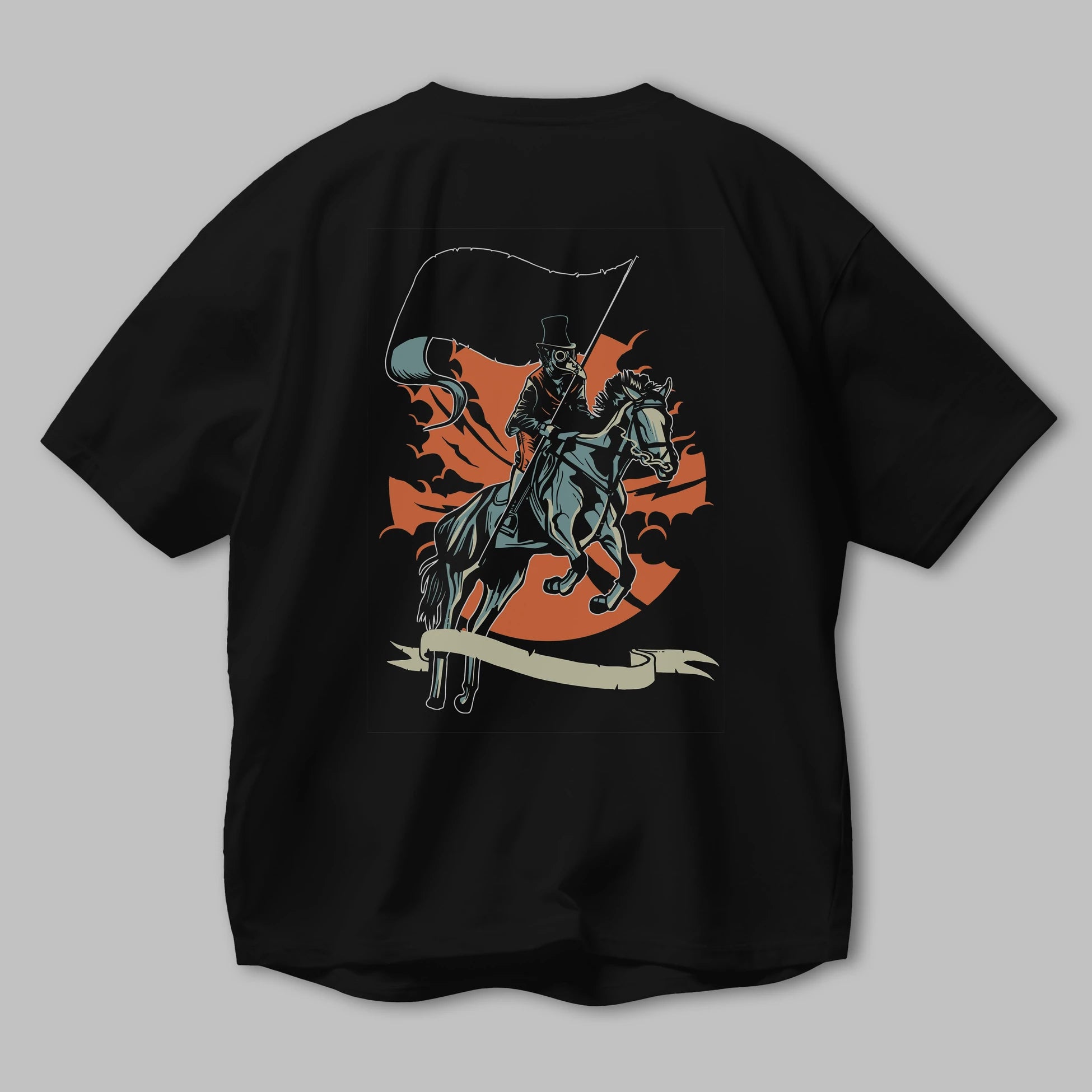 Plague Doctor Arka Baskılı Oversize t-shirt Erkek Kadın Unisex %100 Pamuk