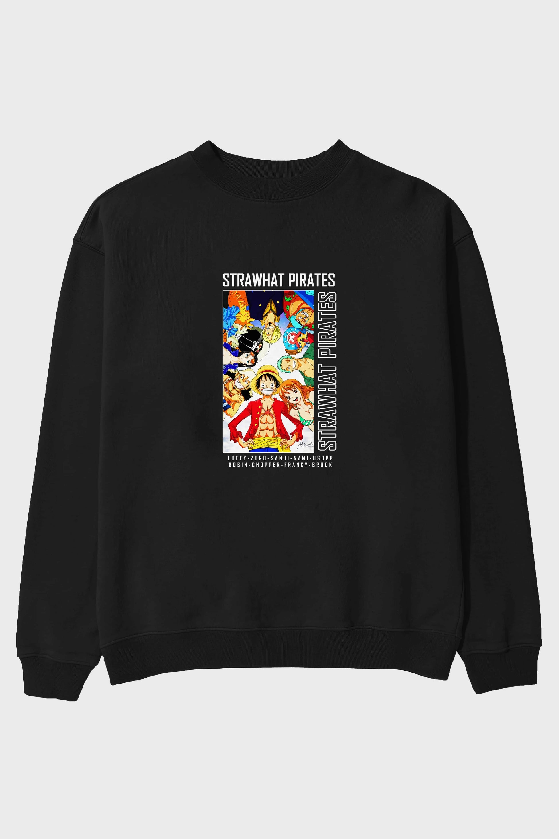 Luffy Strahwat Ön Baskılı Anime Oversize Sweatshirt Erkek Kadın Unisex