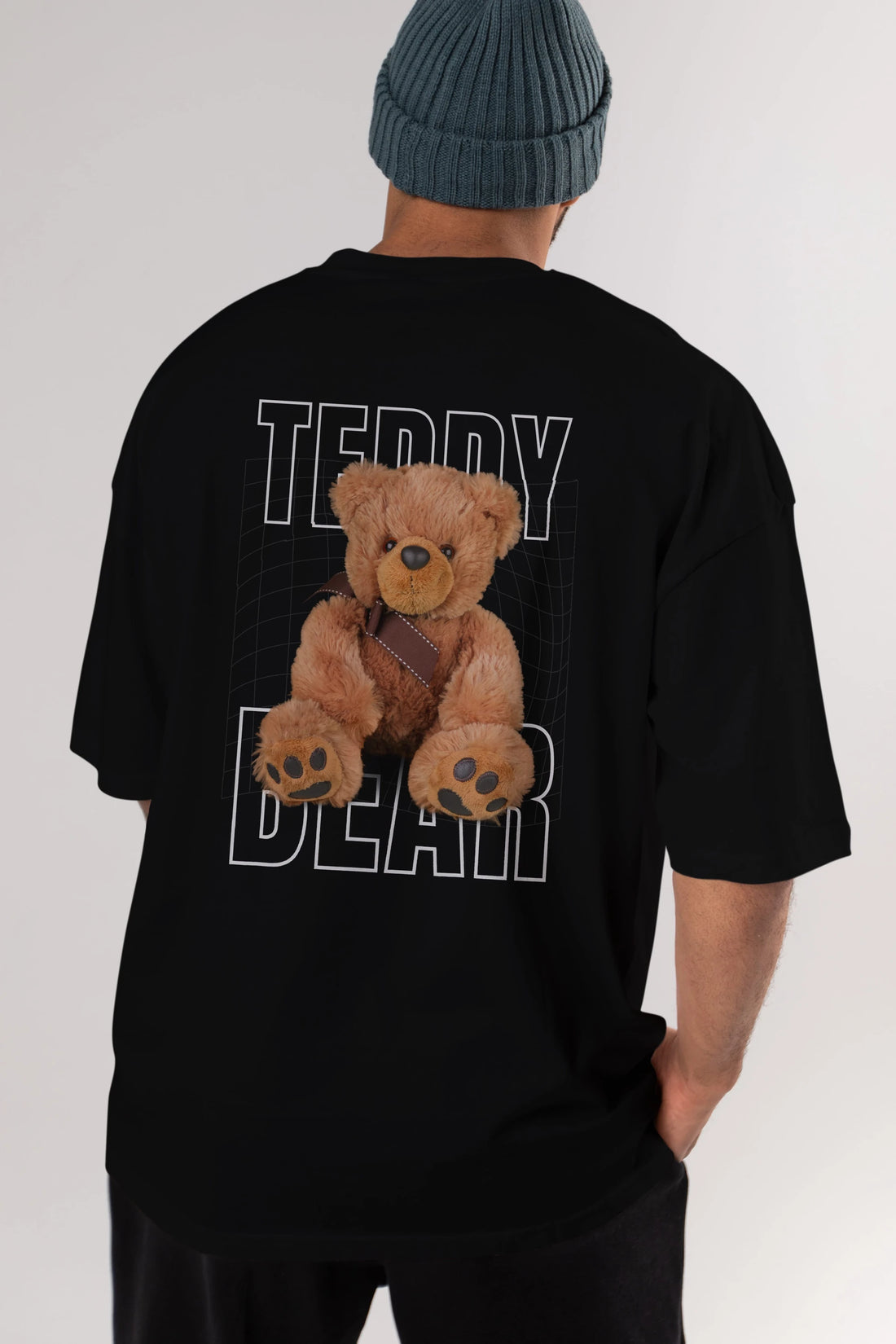 Teddy Bear Yazılı Arka Baskılı Oversize t-shirt Erkek Kadın Unisex %100 Pamuk