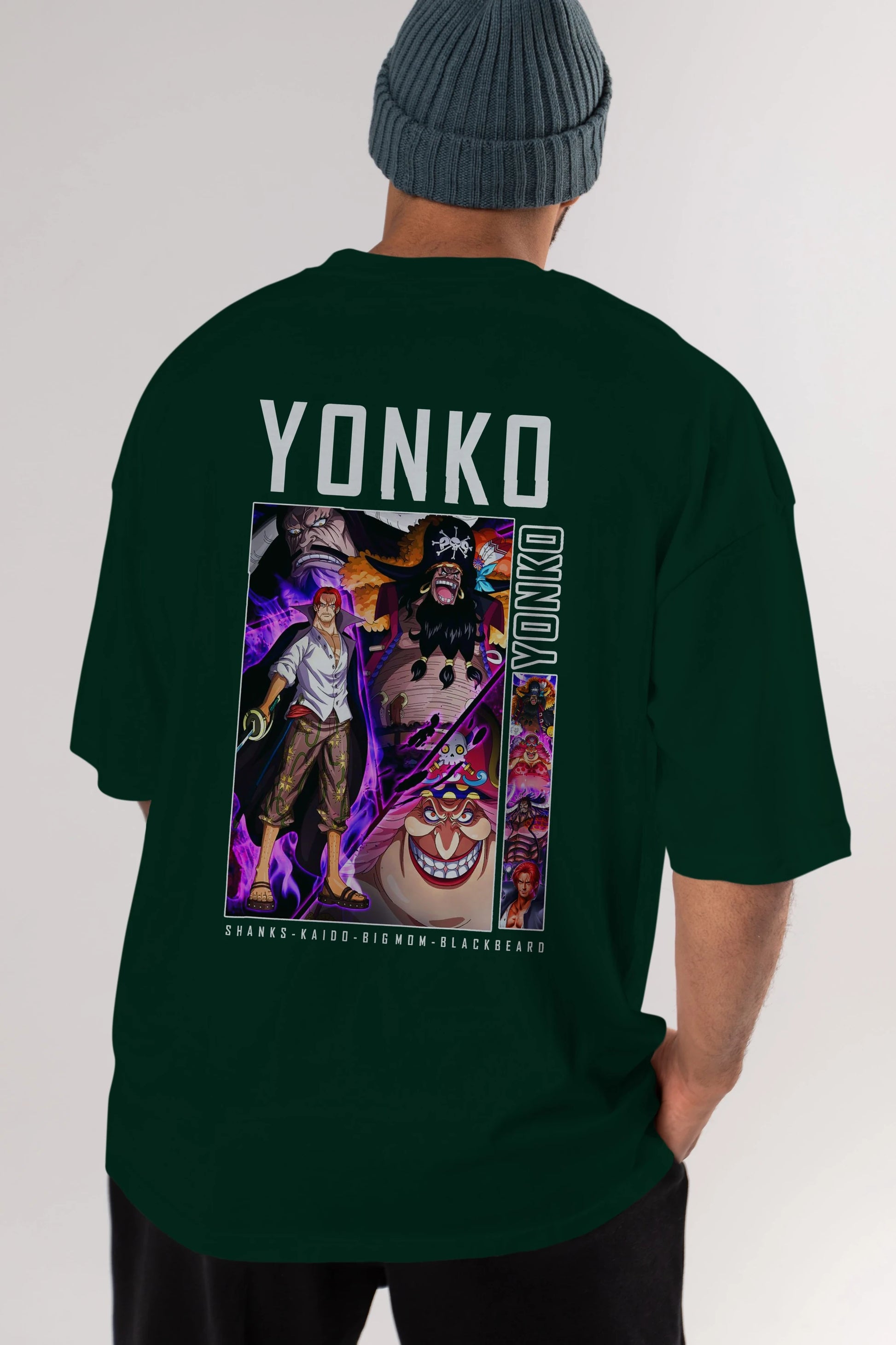 Yonko Anime Arka Baskılı Oversize t-shirt Erkek Kadın Unisex %100 pamuk tişort