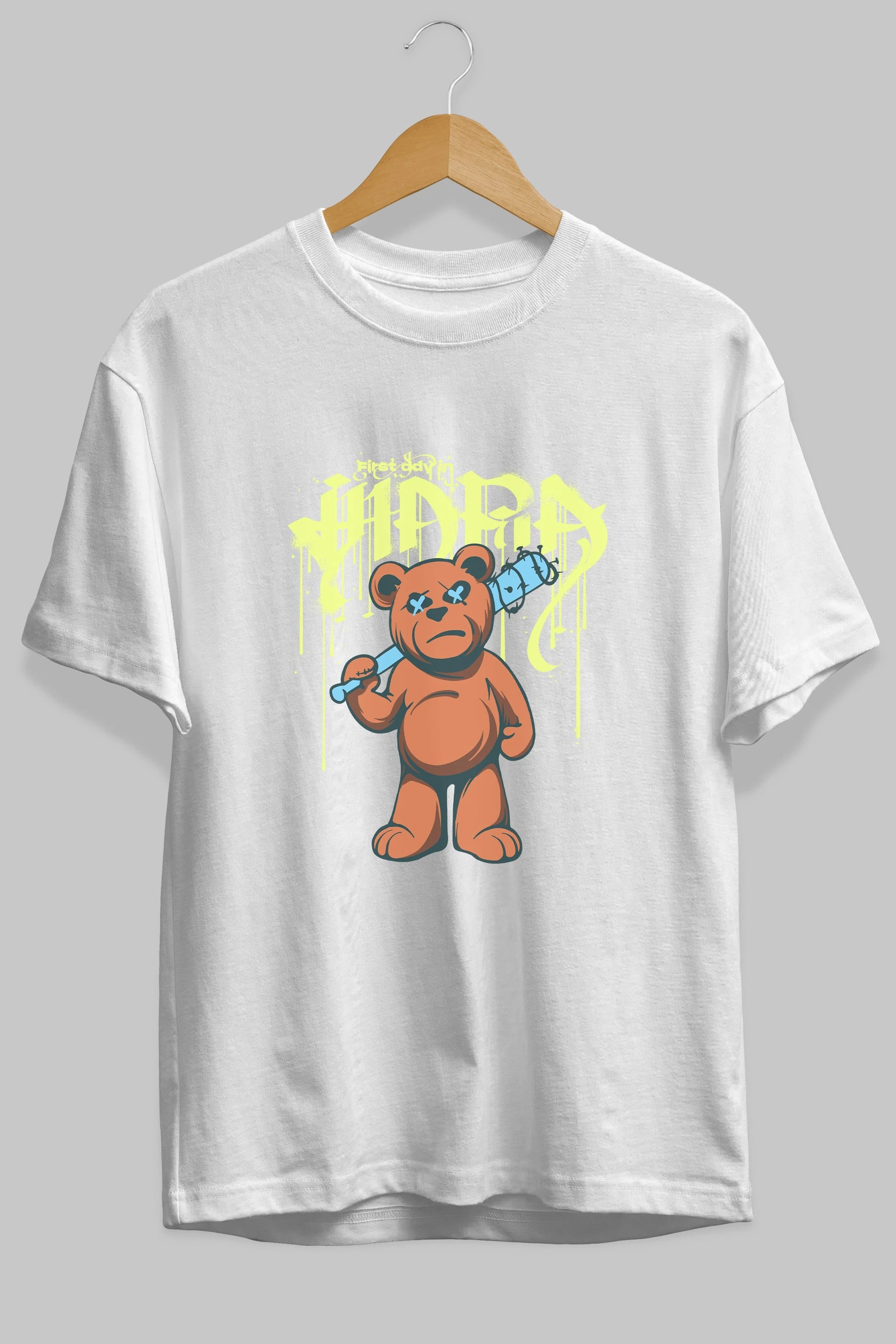 Hidra Bear Ön Baskılı Oversize t-shirt Erkek Kadın Unisex