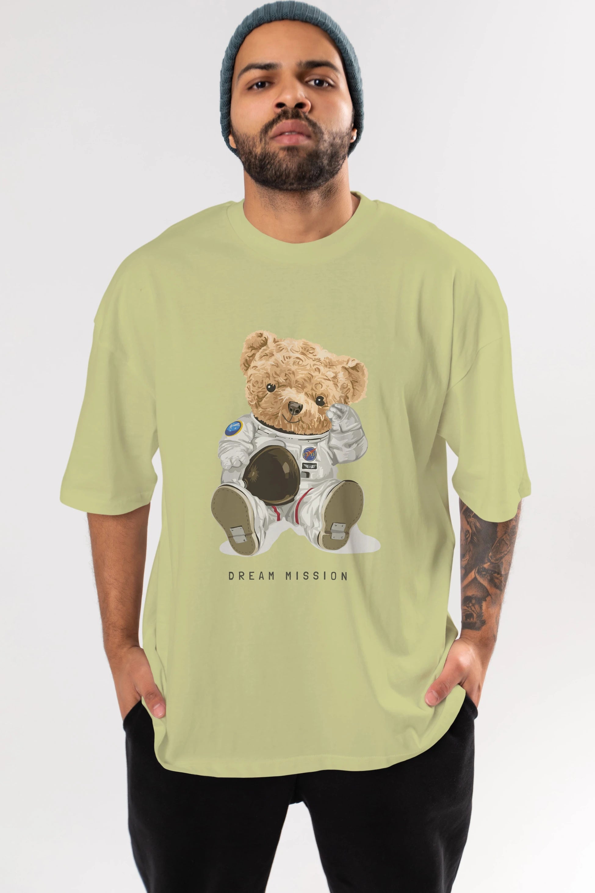 Teddy Bear Asrtonot Ön Baskılı Oversize t-shirt Erkek Kadın Unisex %100 Pamuk