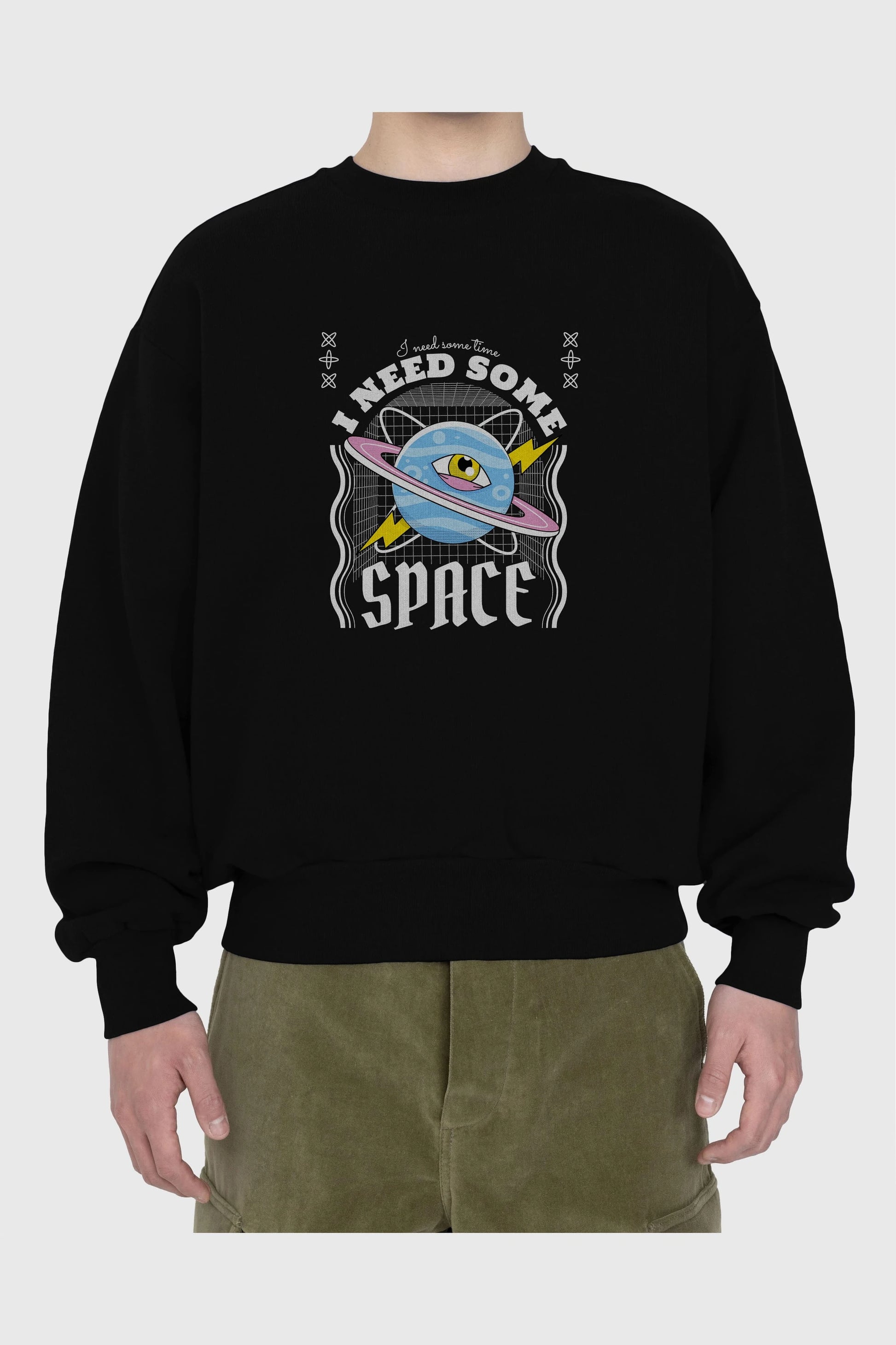 I Need Some Space Ön Baskılı Oversize Sweatshirt Erkek Kadın Unisex