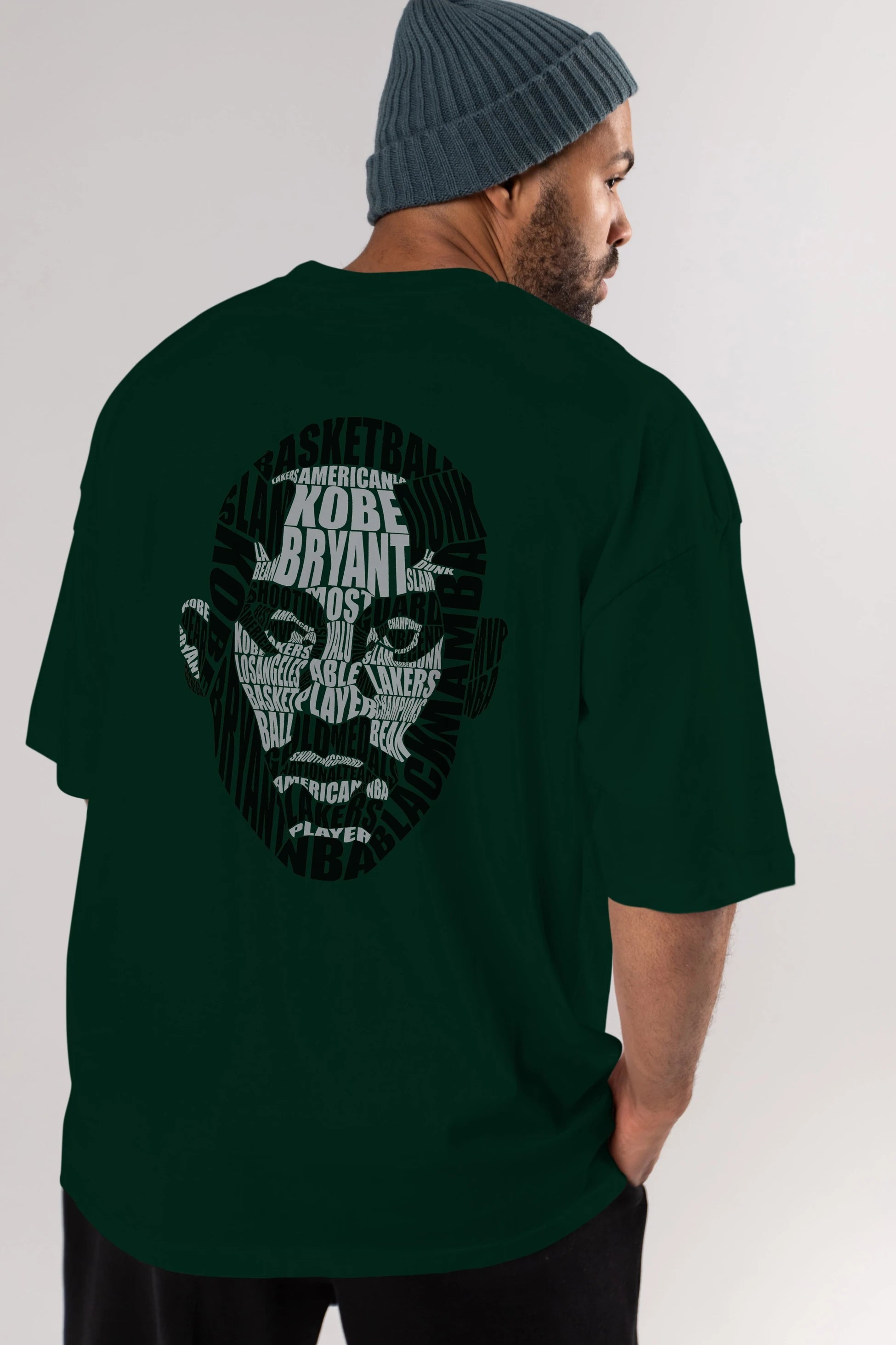 Kobe Bryan Calligram Arka Baskılı Oversize t-shirt %100 pamuk Erkek Kadın Unisex