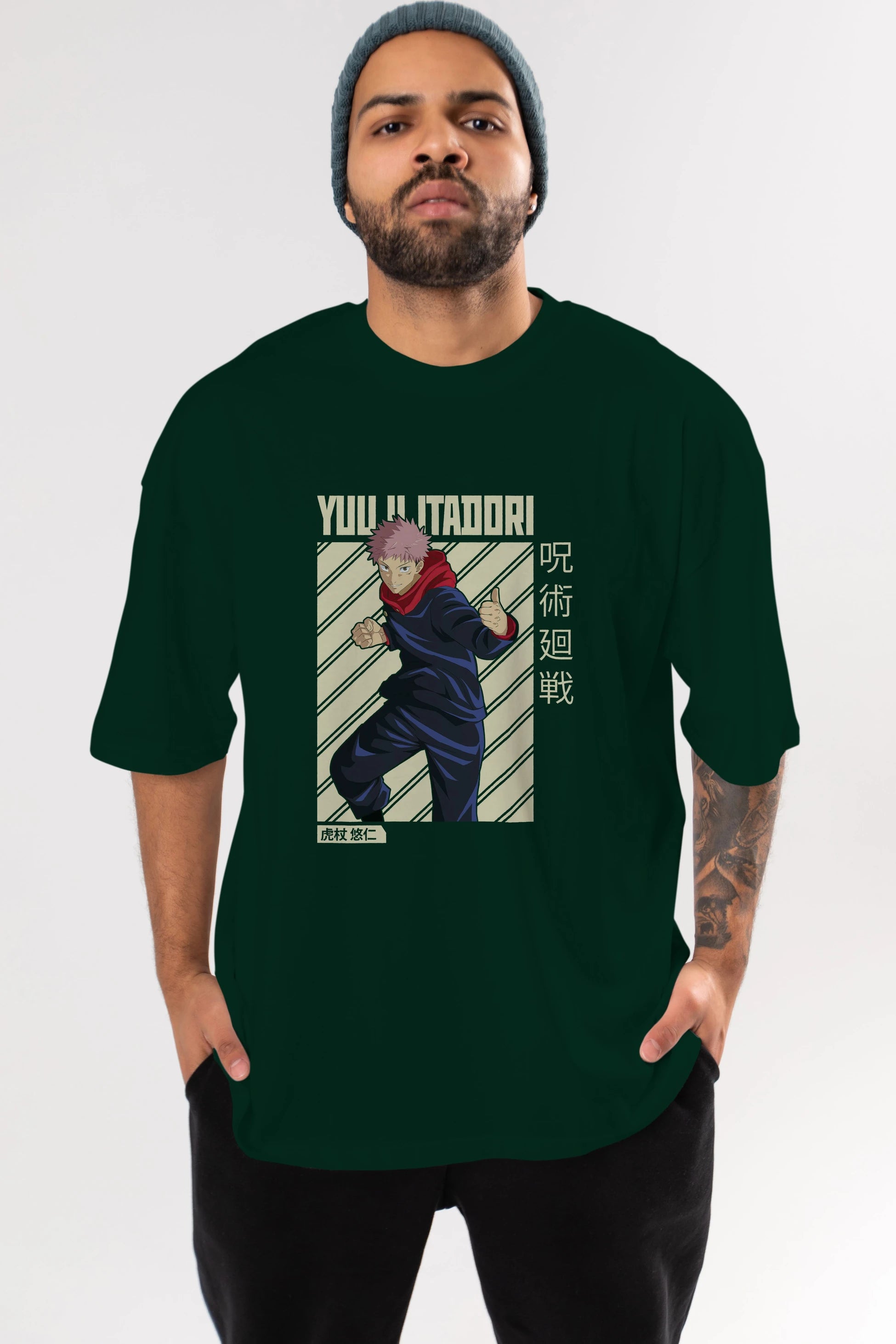Yuuji Itadori 1 Anime Ön Baskılı Oversize t-shirt %100 pamuk Erkek Kadın Unisex