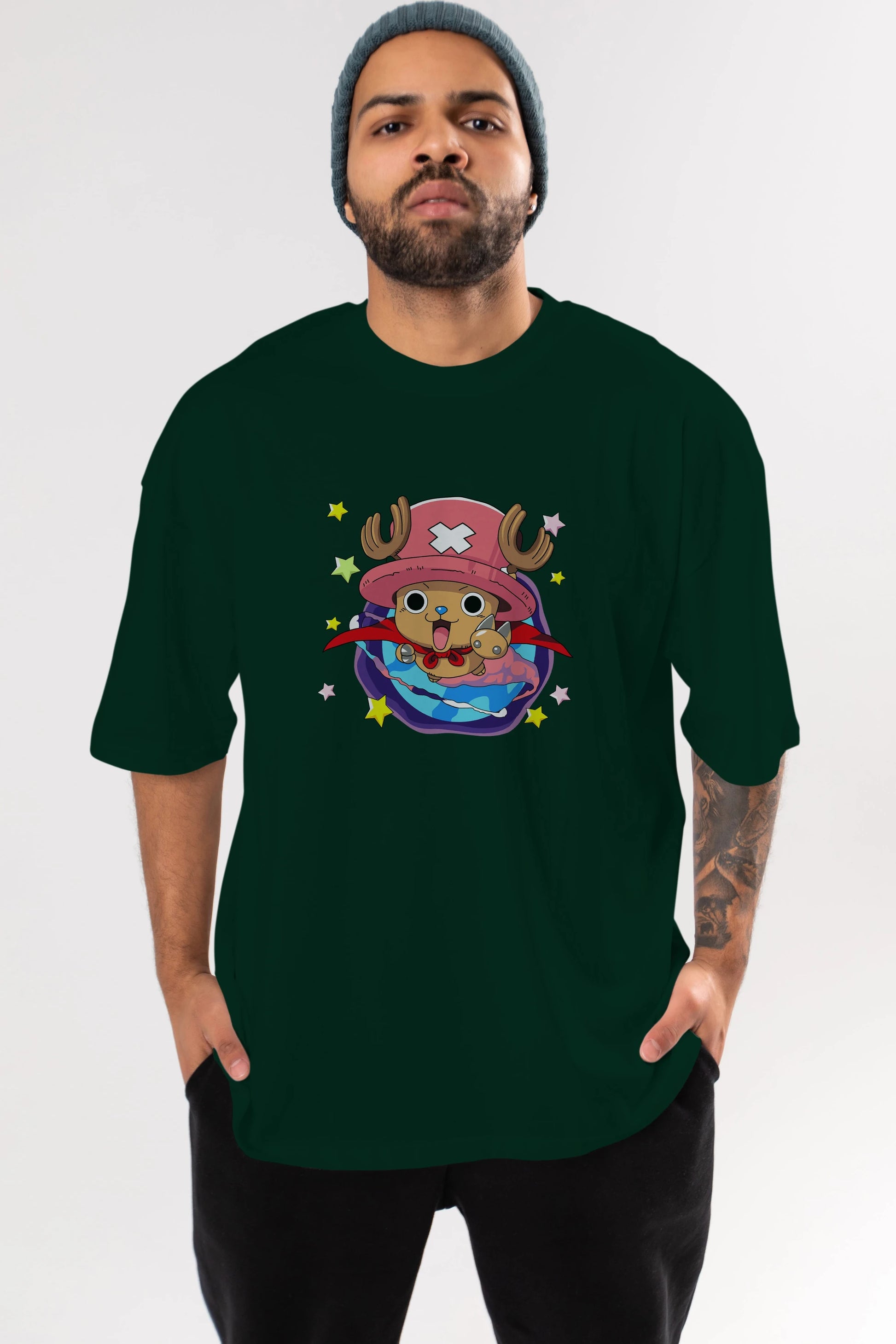 Tony Tony Chopper Anime Ön Baskılı Oversize t-shirt Erkek Kadın Unisex