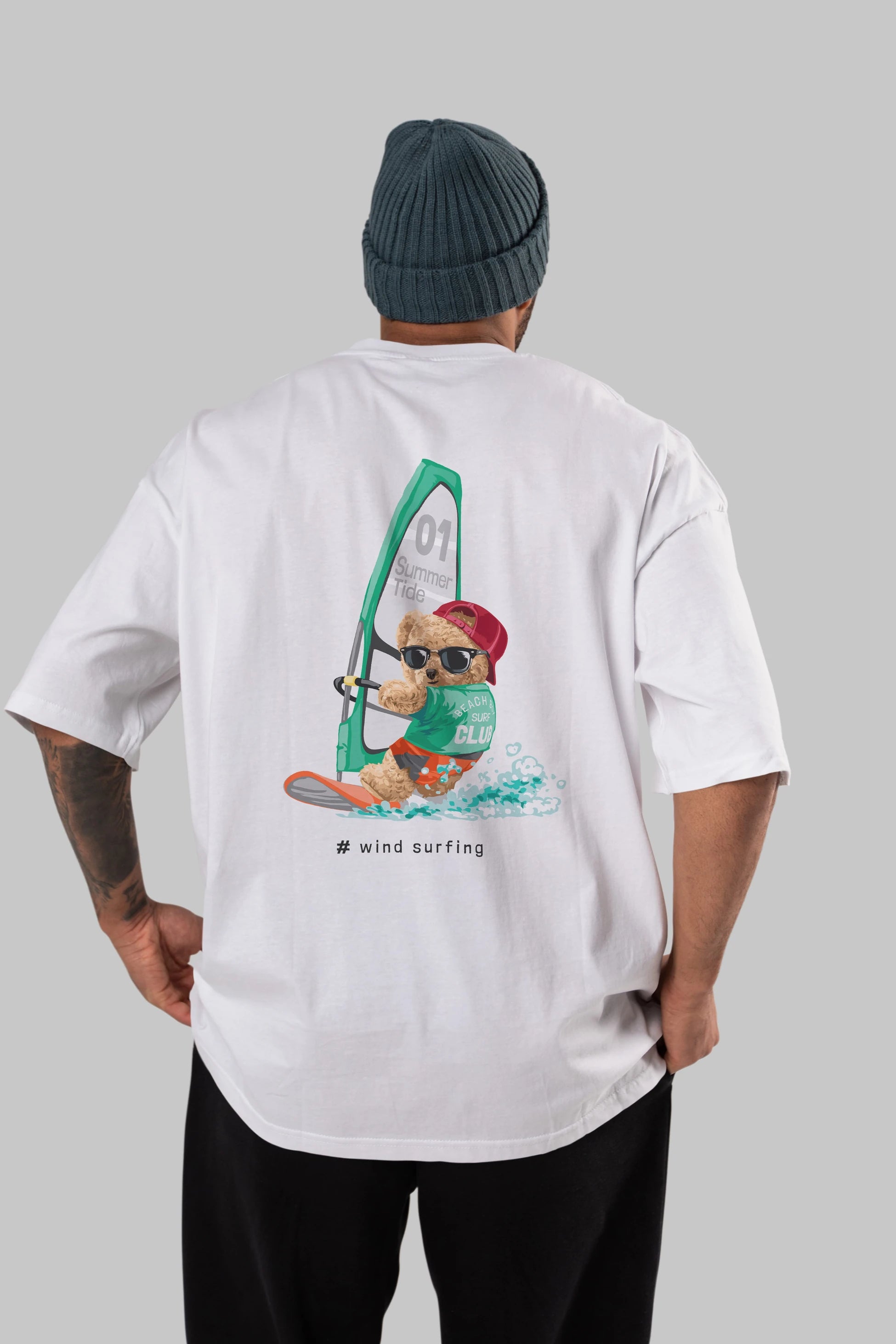 Teddy Bear Summer Tide Arka Baskılı Oversize t-shirt Erkek Kadın Unisex %100 Pamuk