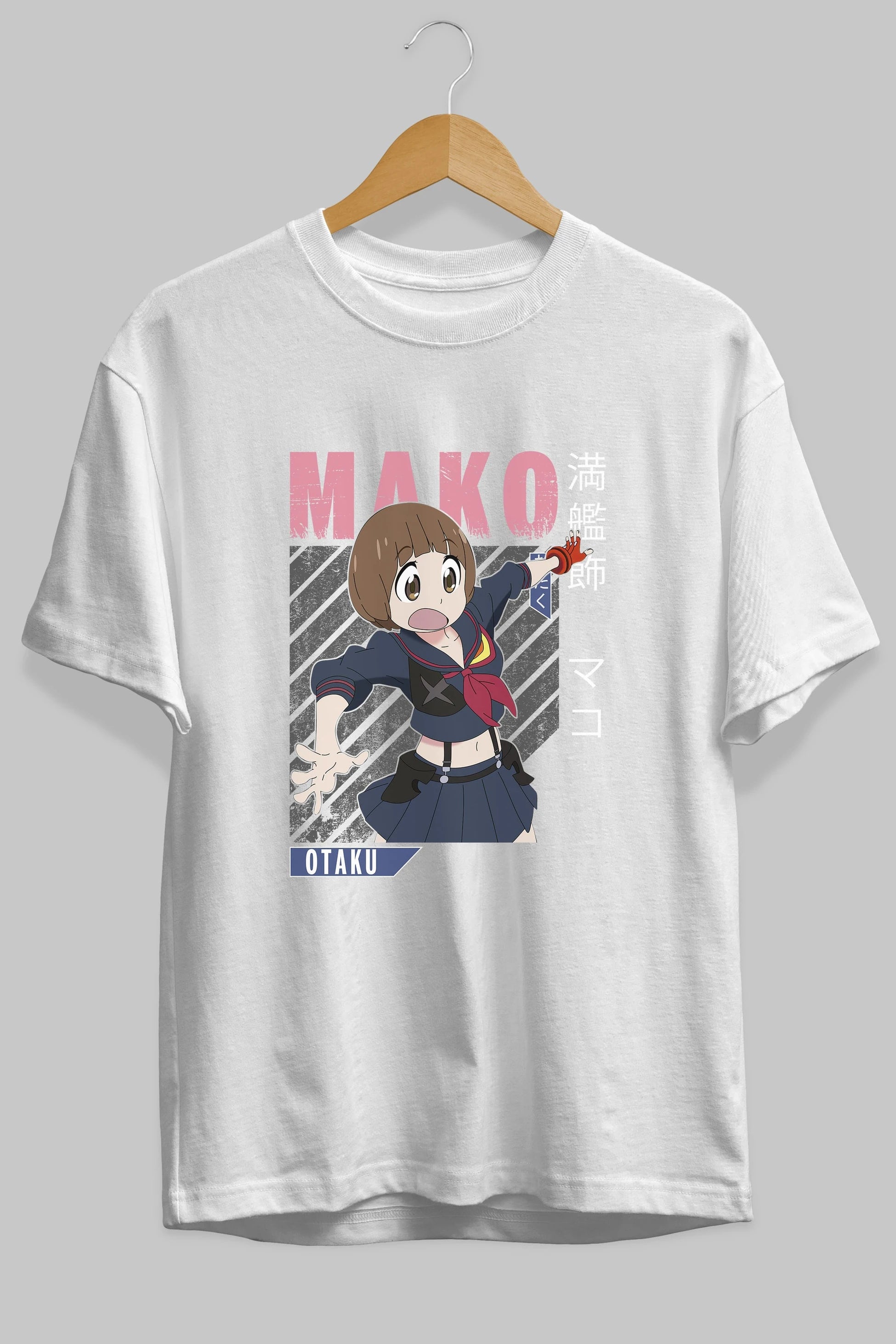 Mako Mankanshoku 2 Anime Ön Baskılı Oversize t-shirt %100 pamuk Erkek Kadın Unisex