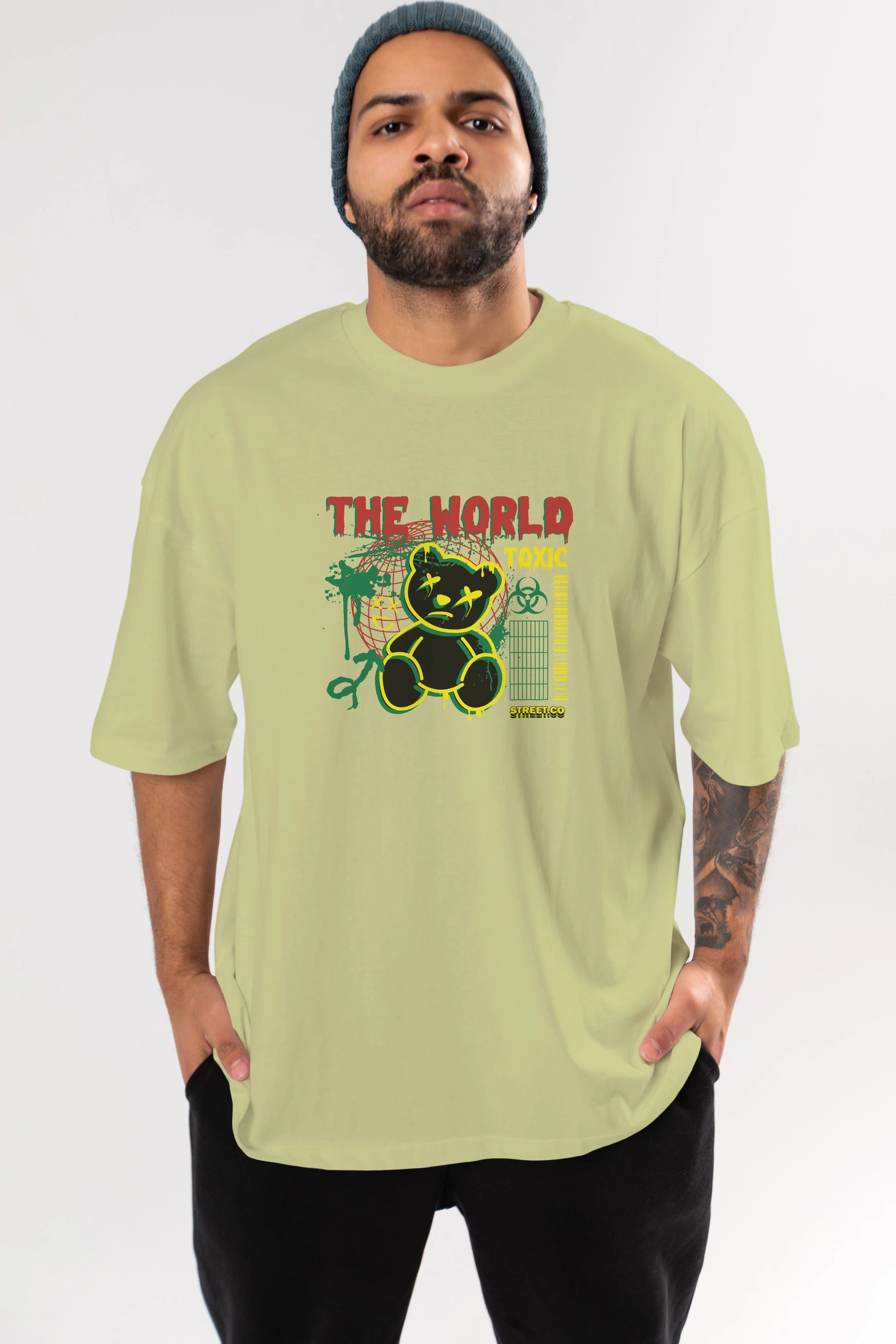 The World Toxic Bear Ön Baskılı Oversize t-shirt Erkek Kadın Unisex