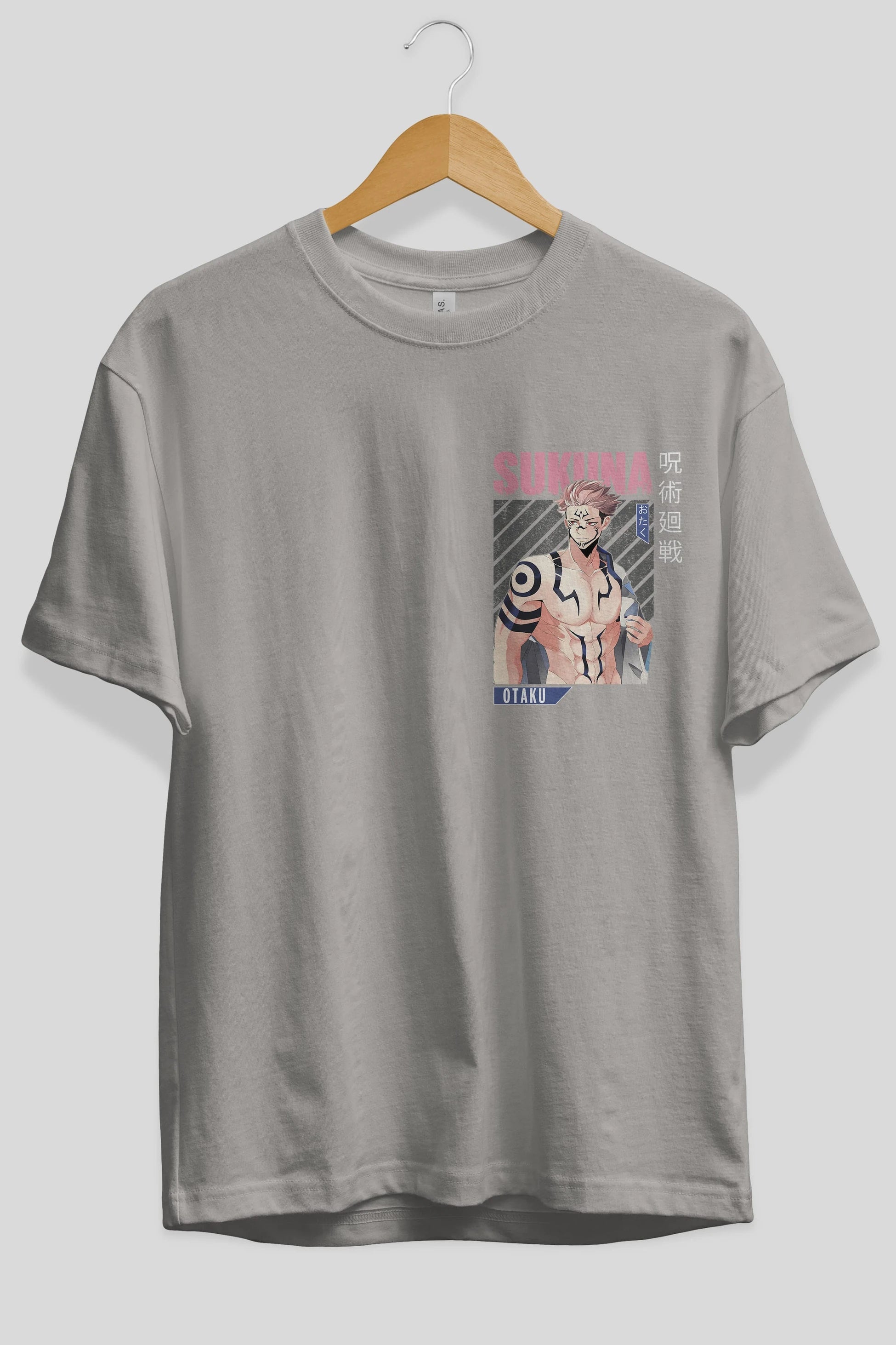 Sukuna Ryoumen 1 Ön Sol Baskılı Oversize t-shirt Erkek Kadın Unisex %100 Pamuk Bisiklet Yaka tişort