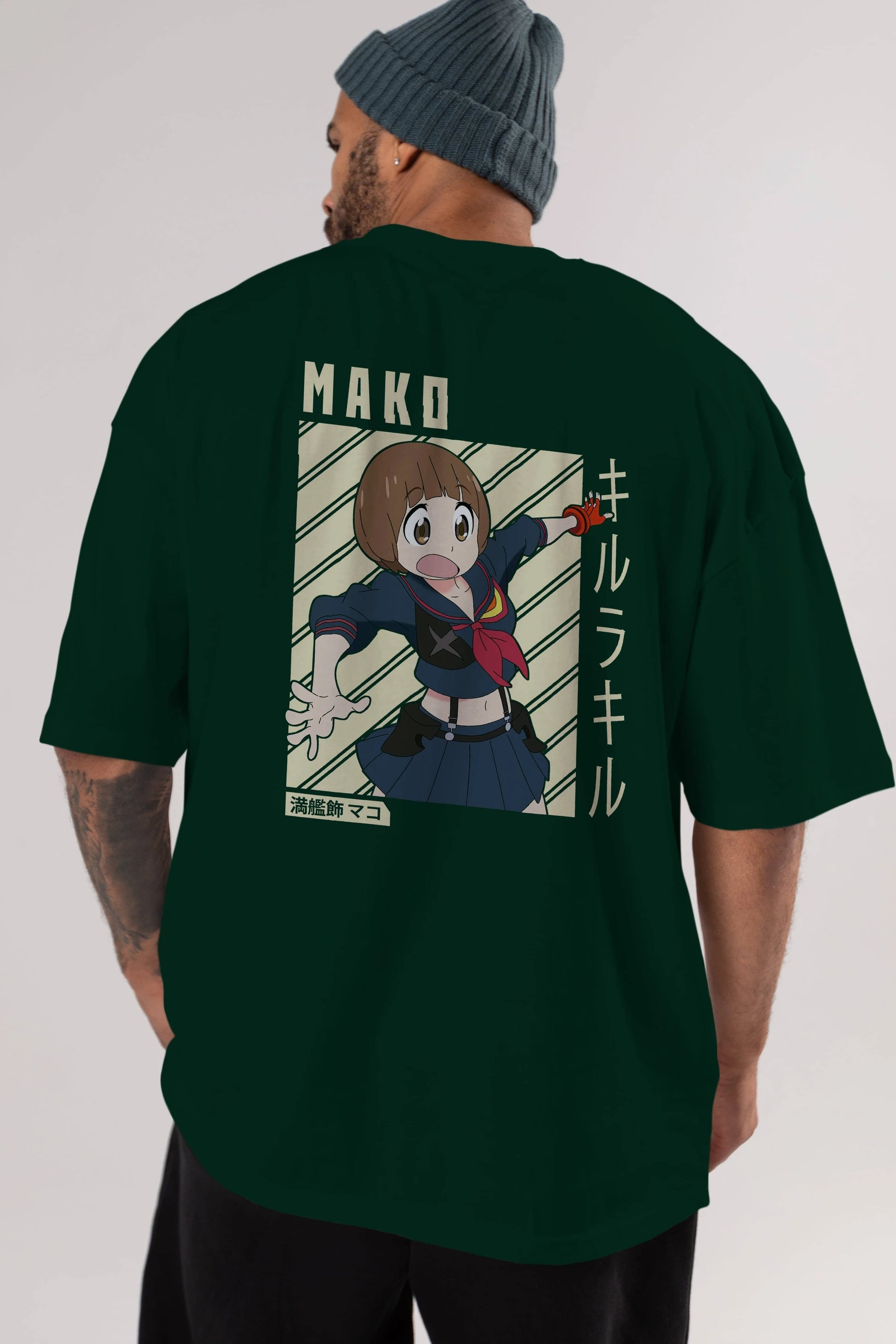 Mako Mankanshoku 1 Anime Arka Baskılı Oversize t-shirt Erkek Kadın Unisex