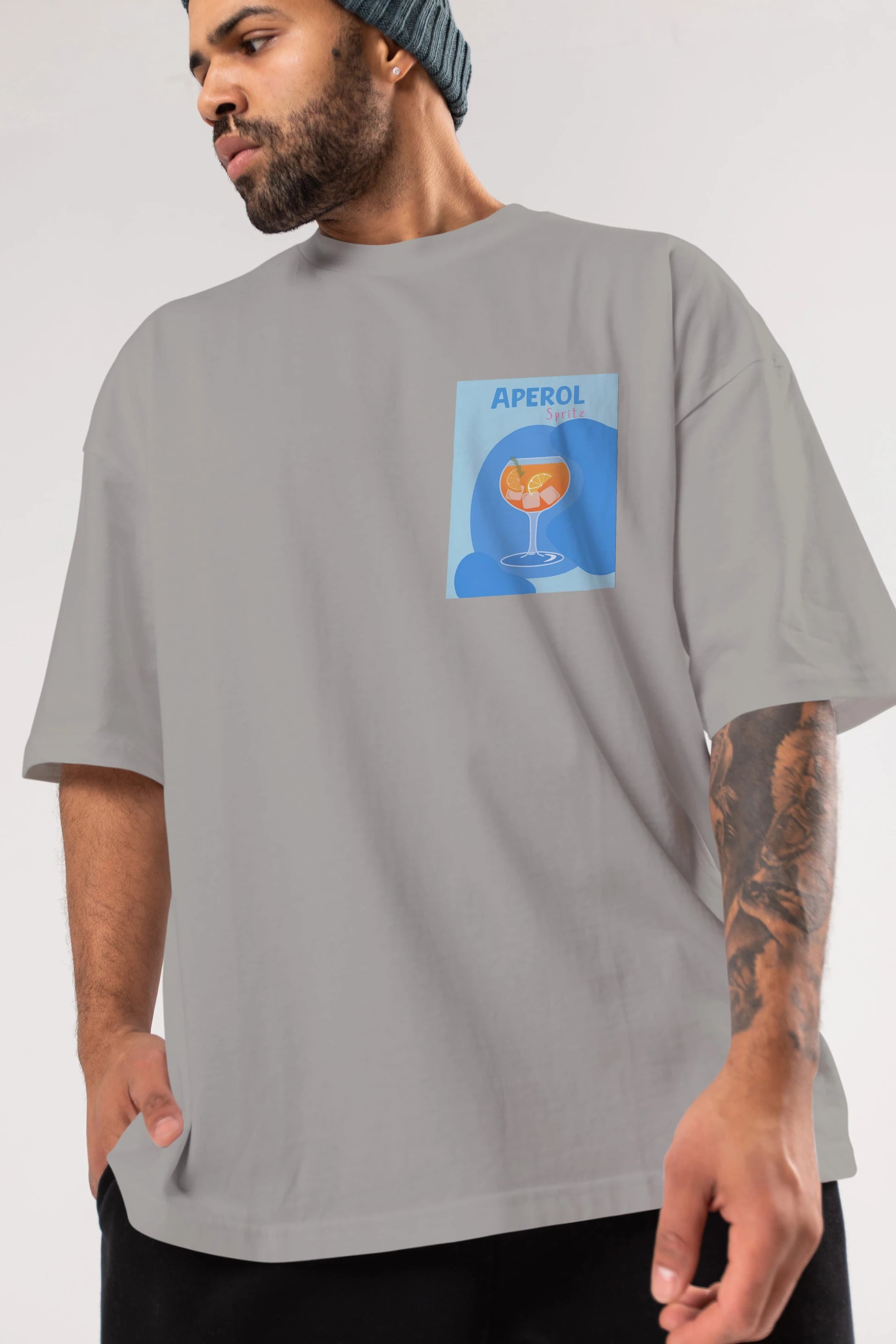 Aperol Spritz 10 Ön Sol Baskılı Oversize t-shirt Erkek Kadın Unisex %100 Pamuk Bisiklet Yaka tişort