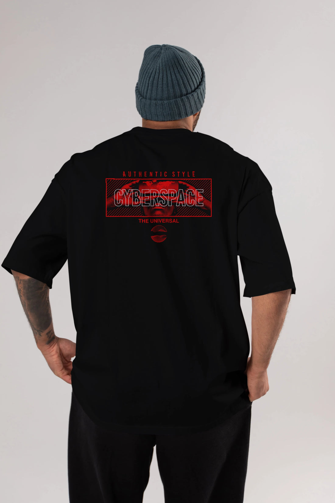 Cyberspace Arka Baskılı Oversize t-shirt Erkek Kadın Unisex