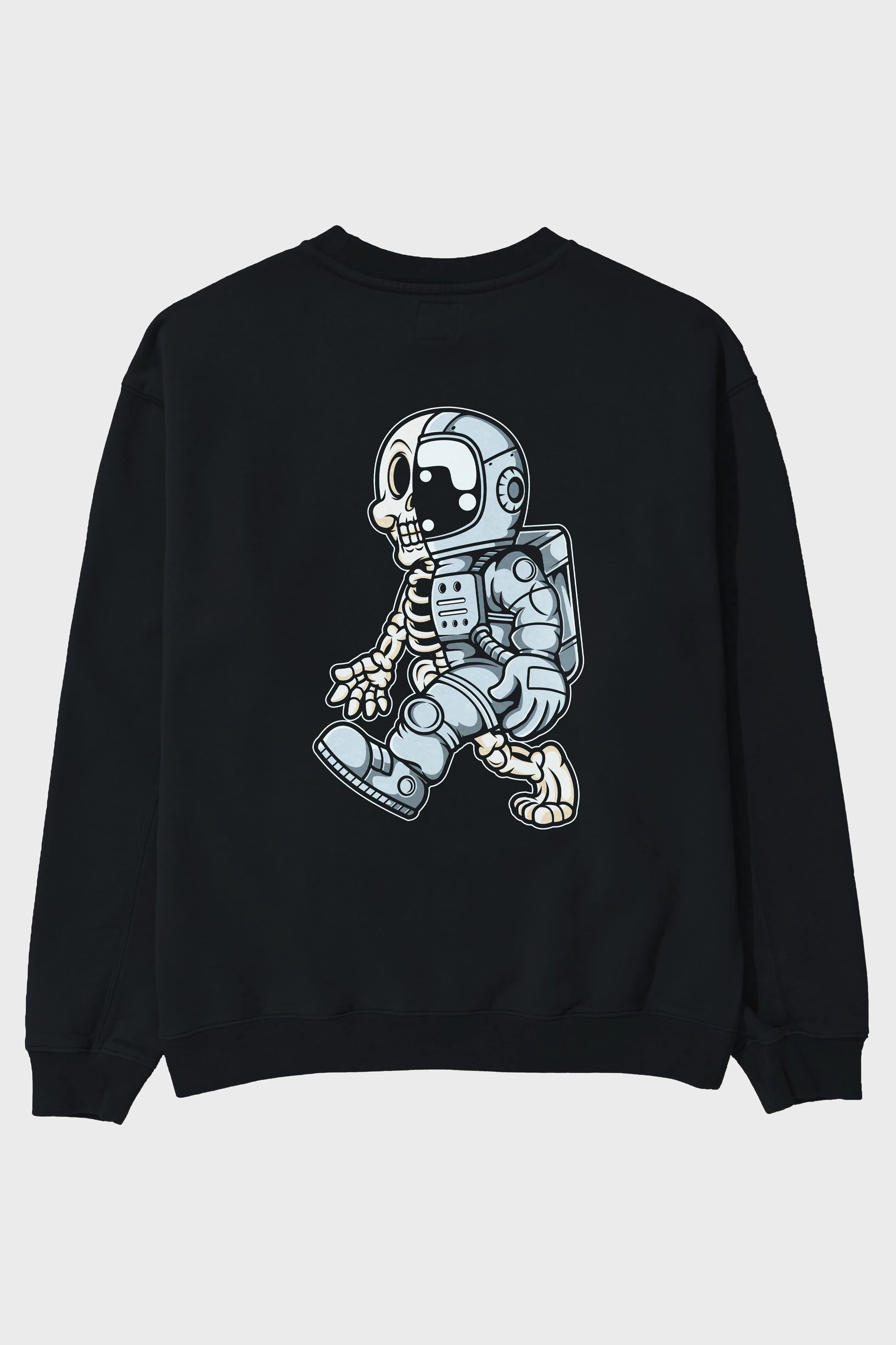Astronaut Half Skull Arka Baskılı Oversize Sweatshirt Erkek Kadın Unisex