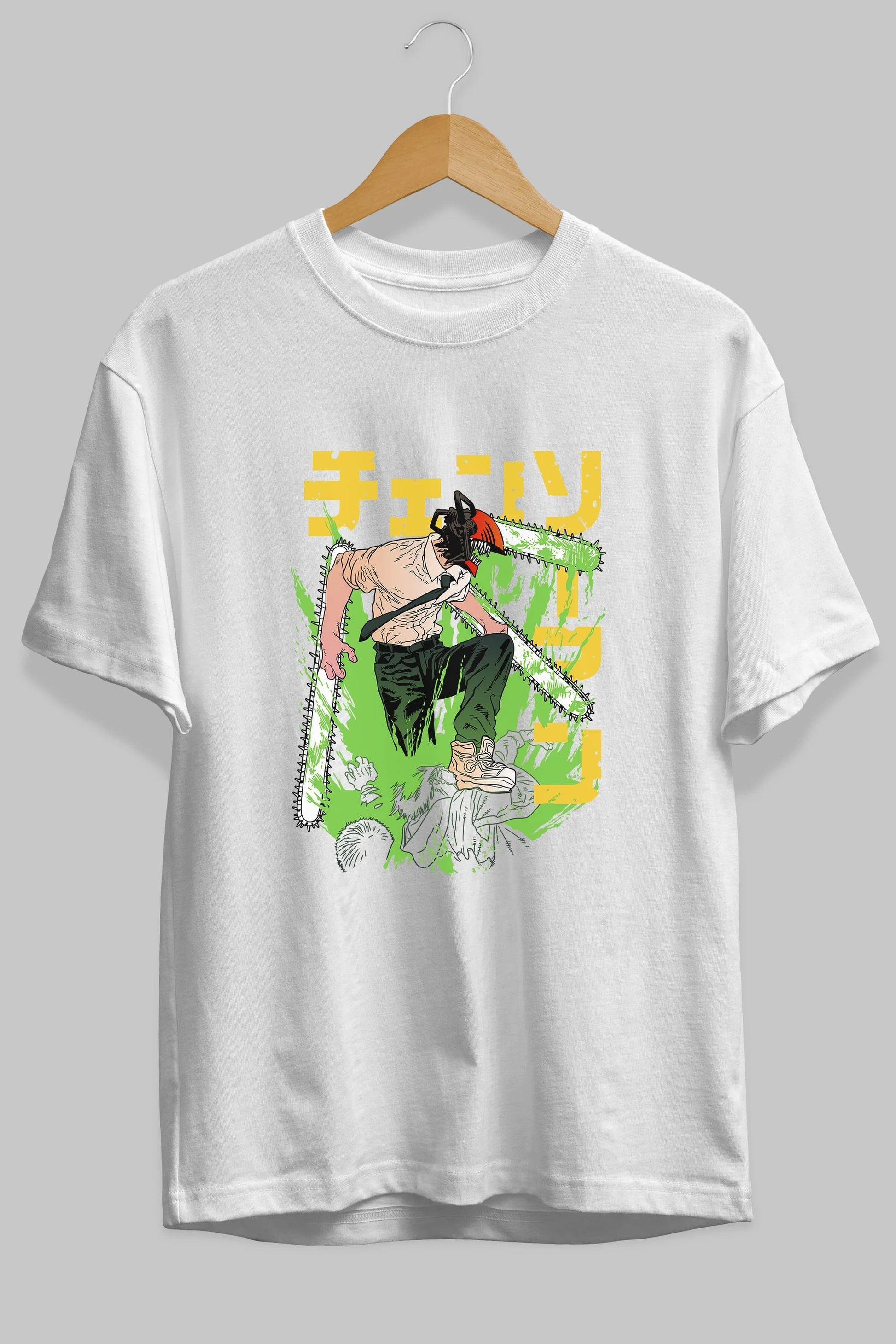 CHAINSAWMAN DENJI Anime Ön Baskılı Oversize t-shirt %100 pamuk Erkek Kadın Unisex