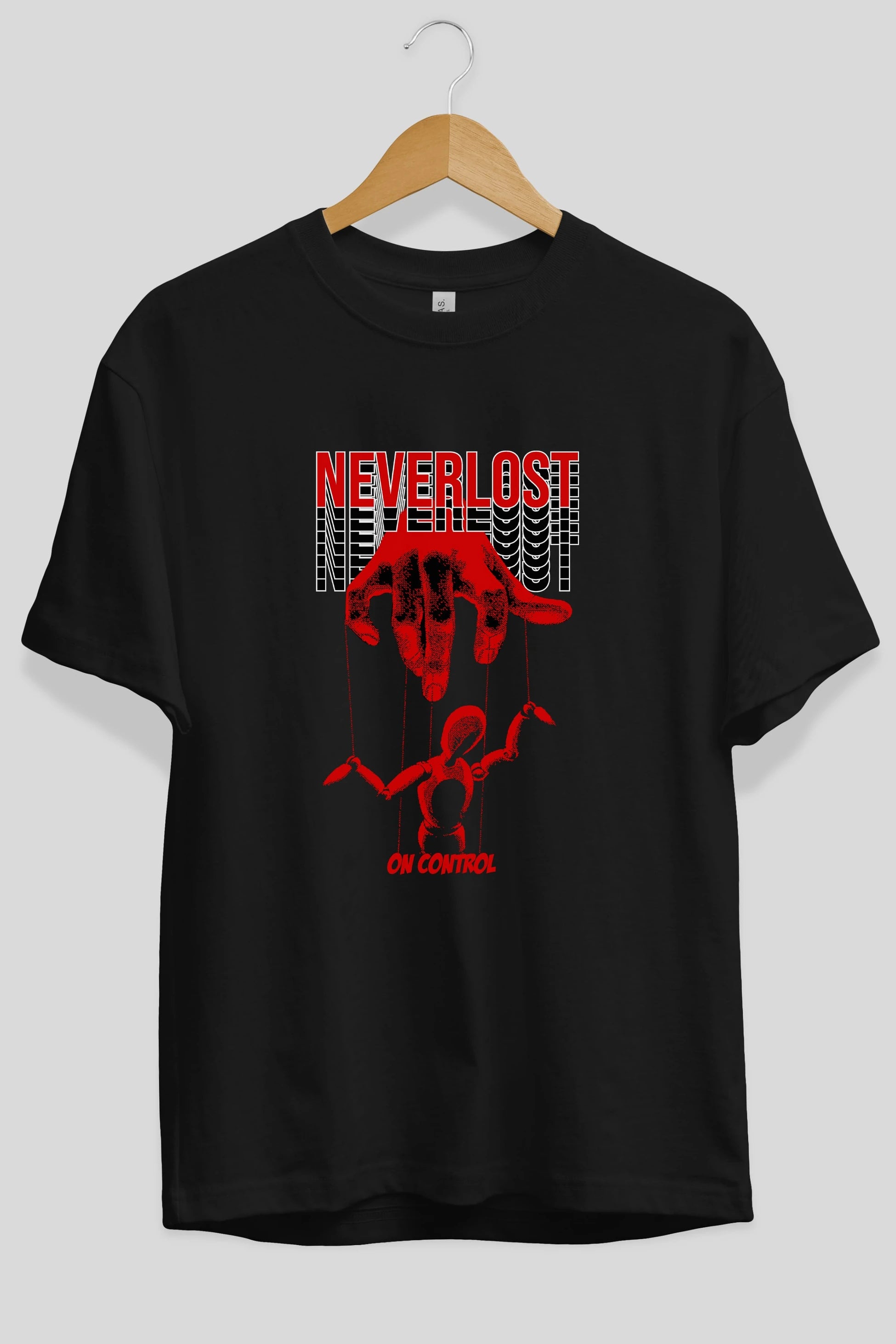 Neverlost on Control Ön Baskılı Oversize t-shirt Erkek Kadın Unisex
