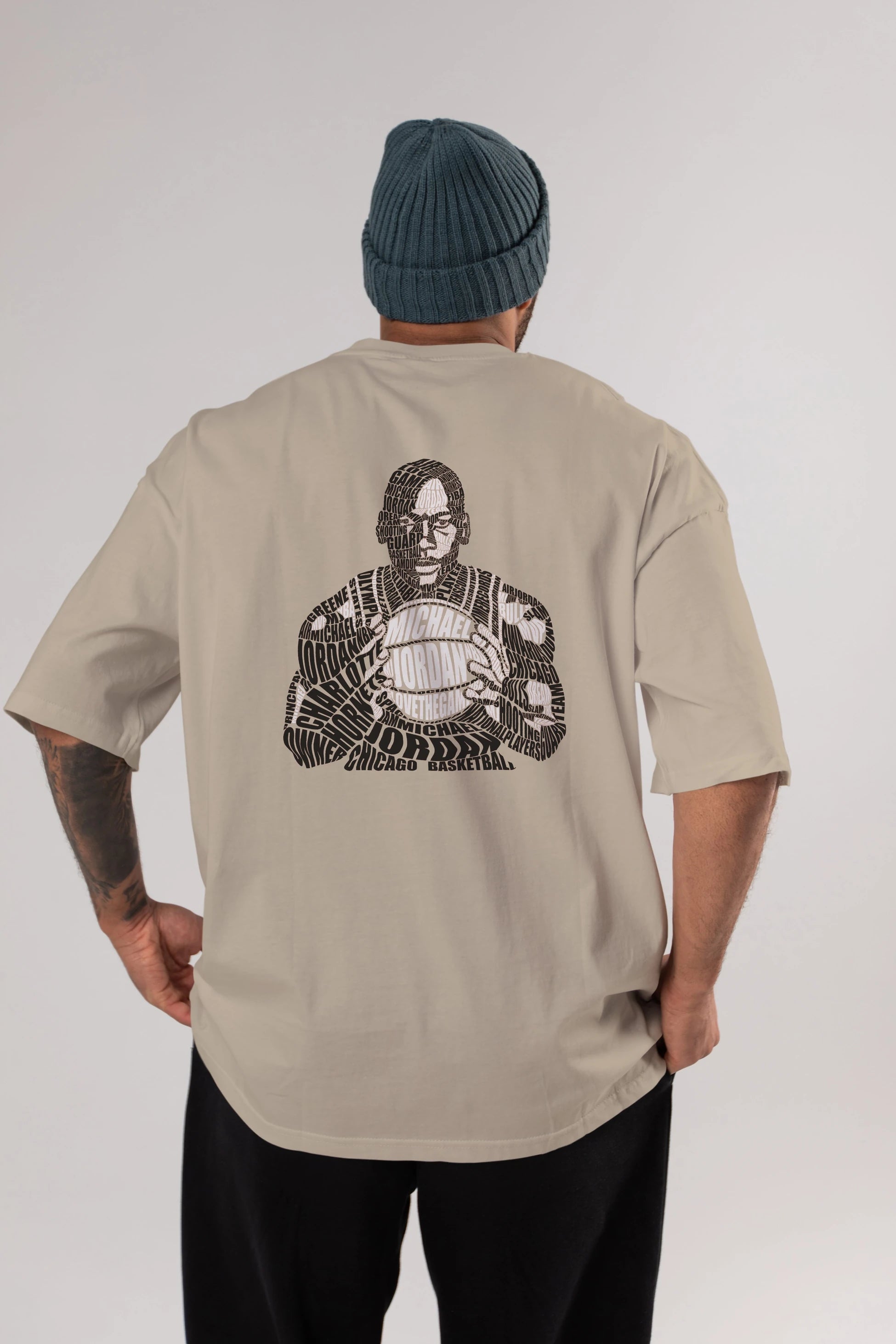 Michael Jordan Calligram Arka Baskılı Oversize t-shirt %100 pamuk Erkek Kadın Unisex