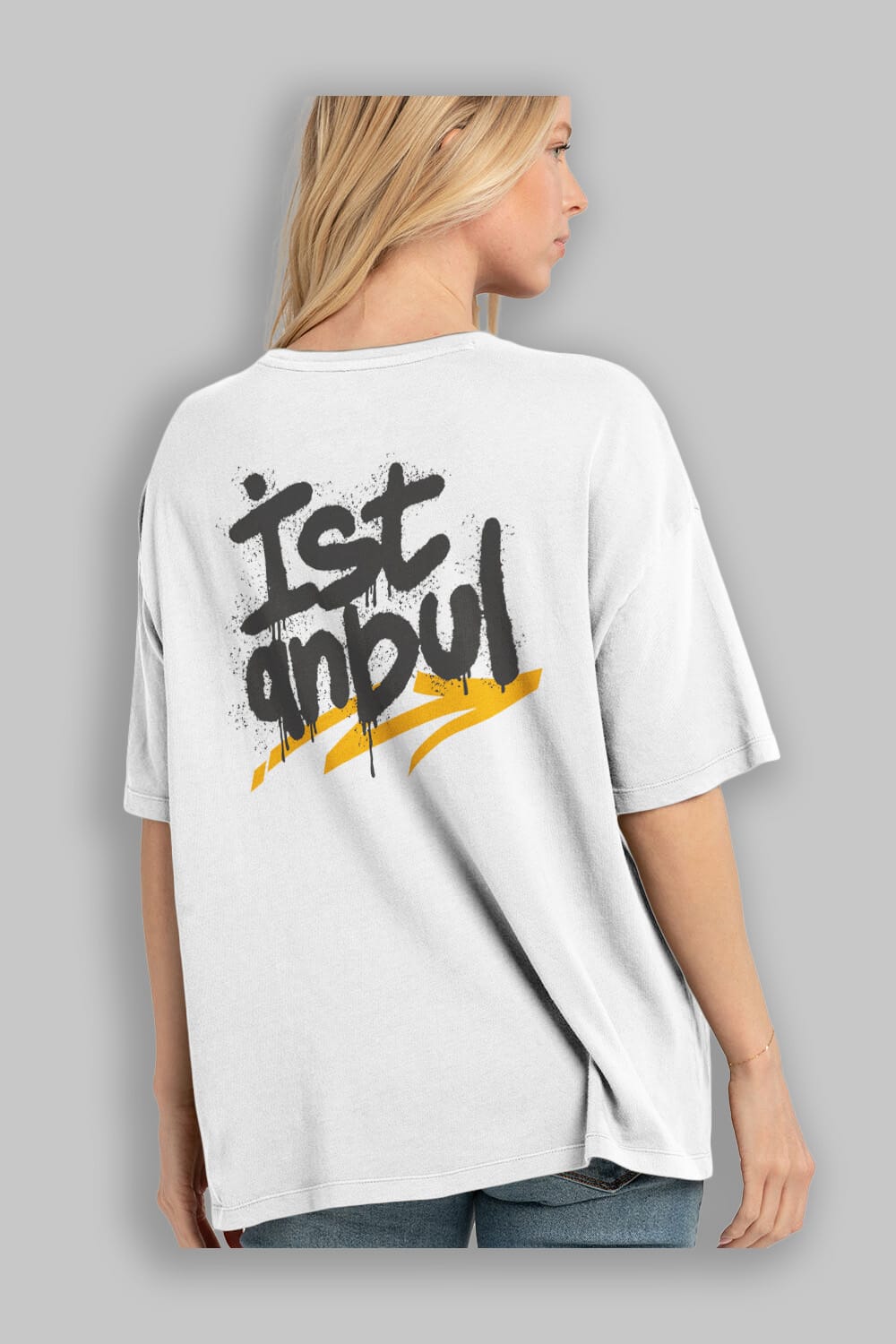 istanbul Yazılı Arka Baskılı Oversize t-shirt Erkek Kadın Unisex