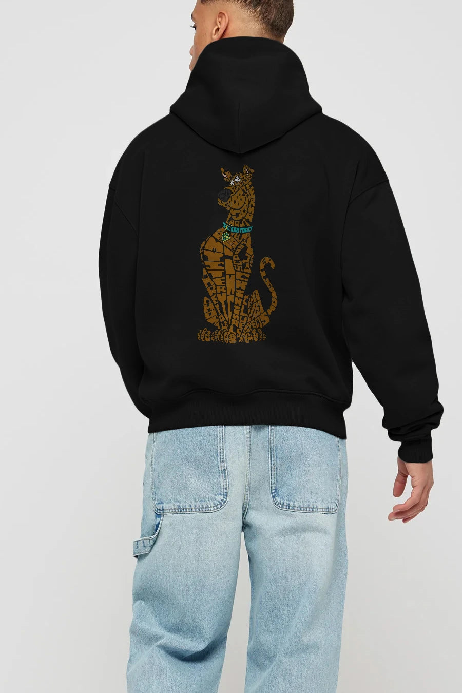 Scooby Doo Arka Baskılı Hoodie Oversize Kapüşonlu Sweatshirt Erkek Kadın Unisex