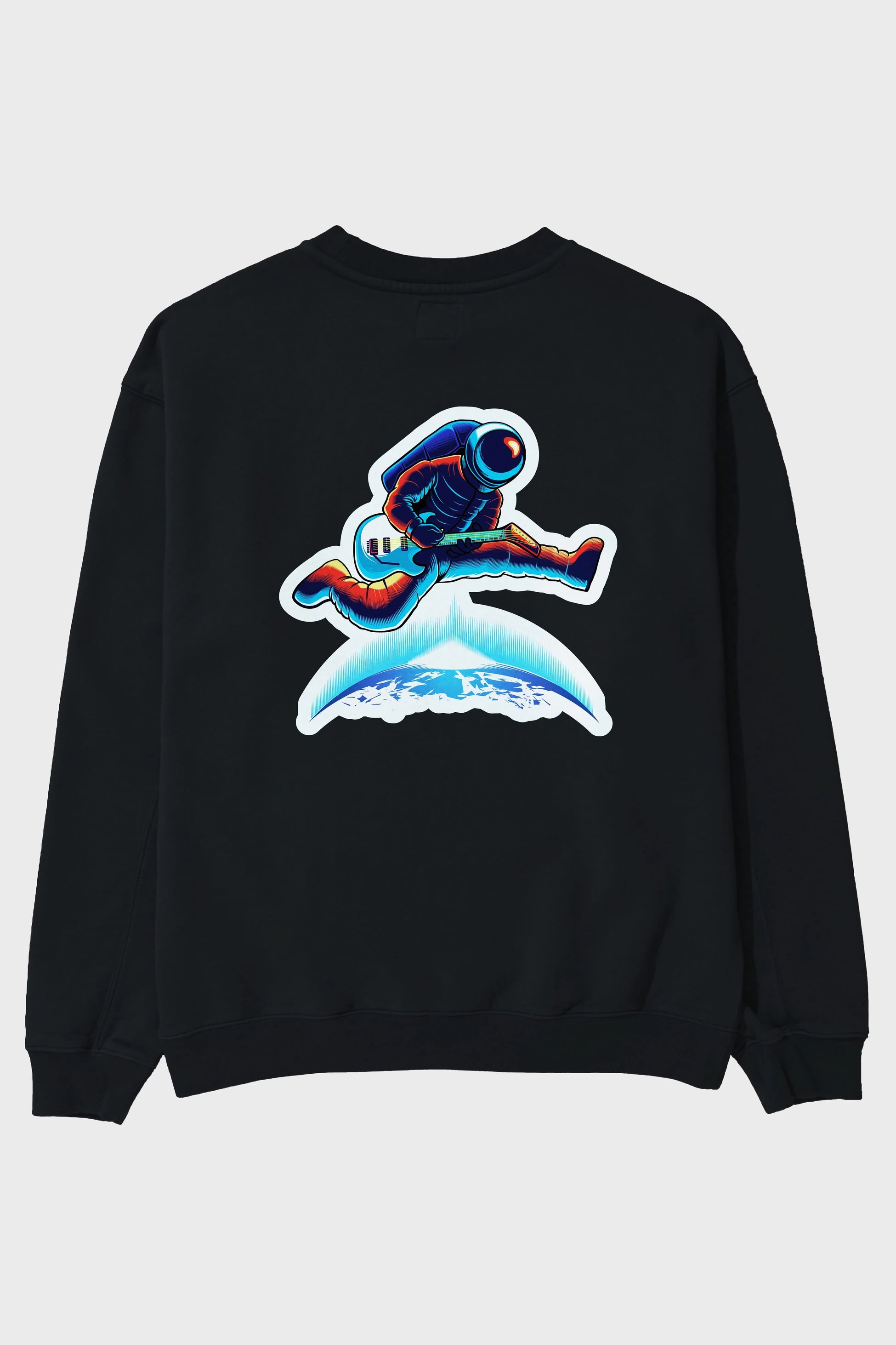 Astroguitar Sticker Arka Baskılı Oversize Sweatshirt Erkek Kadın Unisex