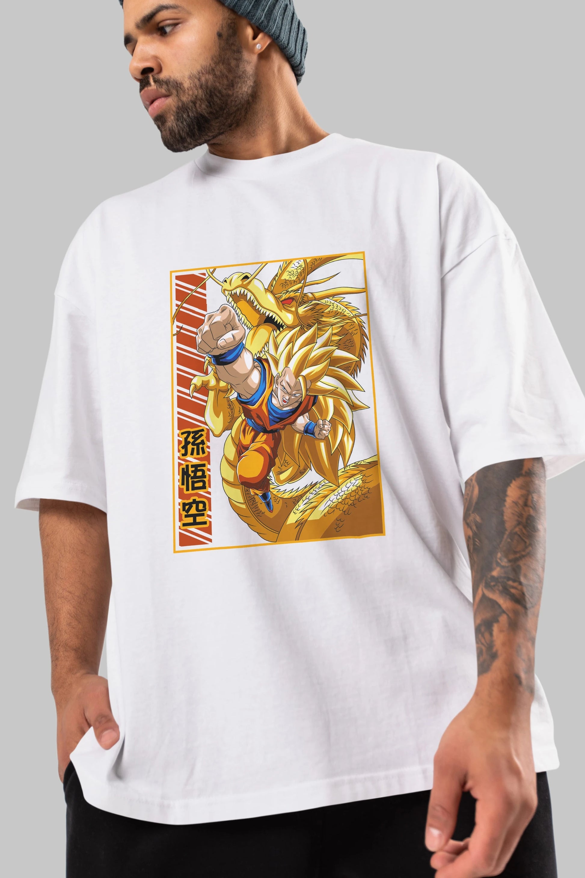 DragonBall Goku Anime Ön Baskılı Oversize t-shirt %100 pamuk Erkek Kadın Unisex