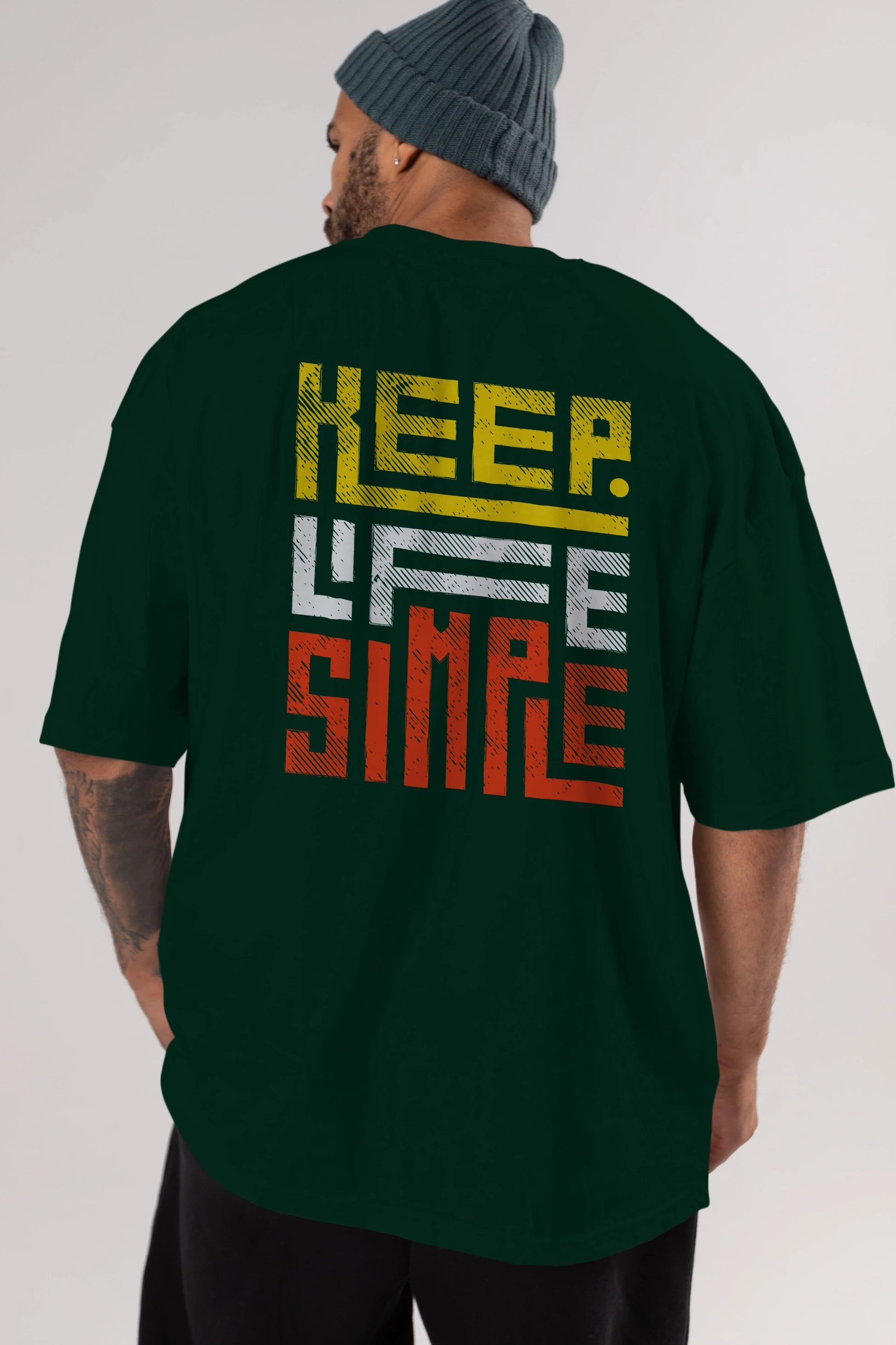 Keep Life Simple Yazılı Arka Baskılı Oversize t-shirt Erkek Kadın Unisex