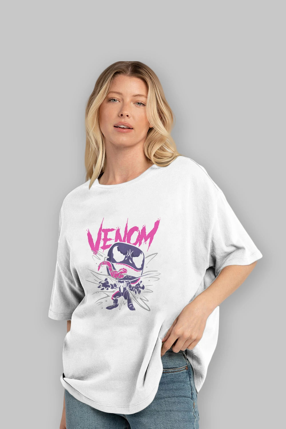Venom (20) Ön Baskılı Oversize t-shirt Erkek Kadın Unisex %100 Pamuk Bisiklet Yaka tişort