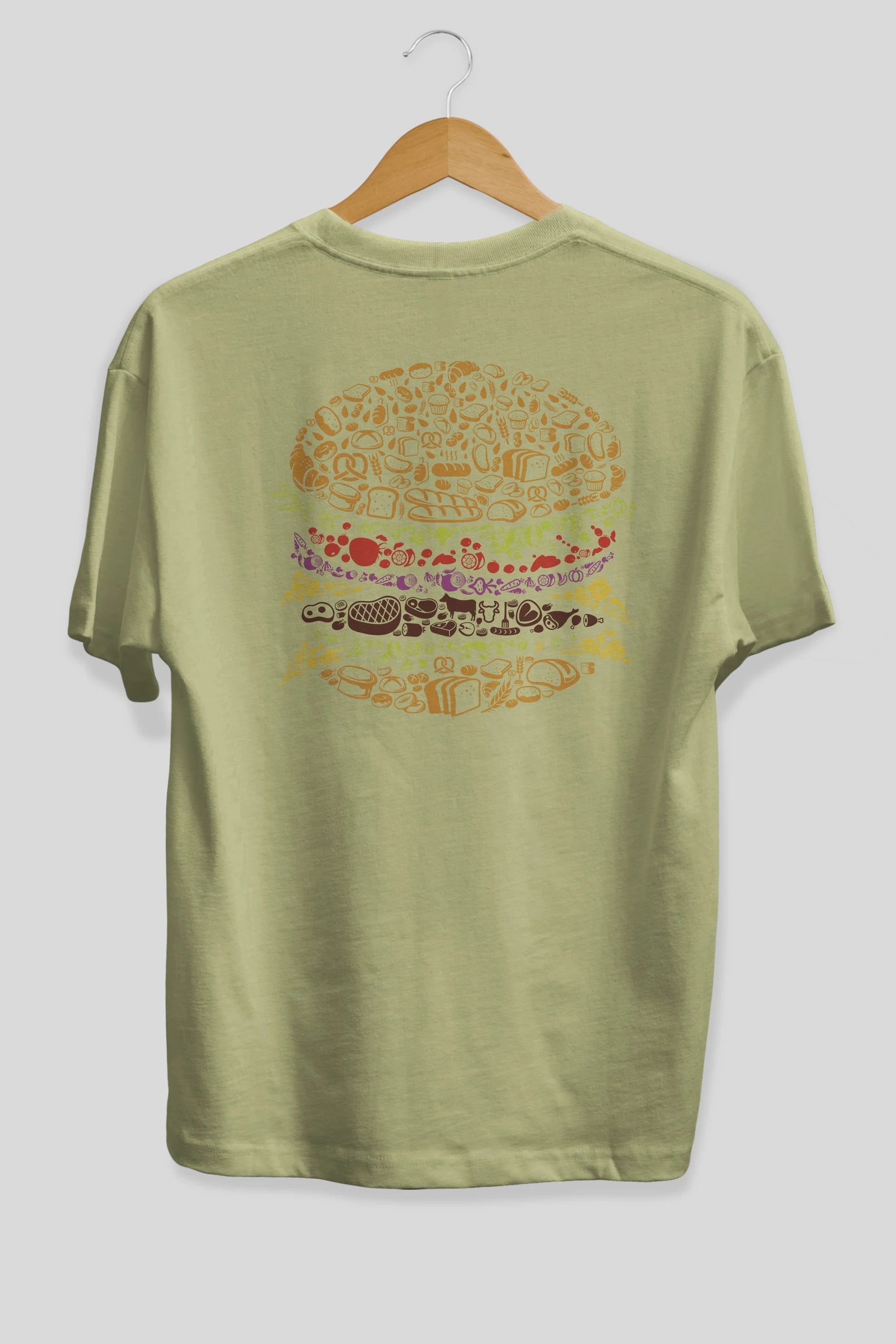 Burger Arka Baskılı Oversize t-shirt %100 pamuk Erkek Kadın Unisex