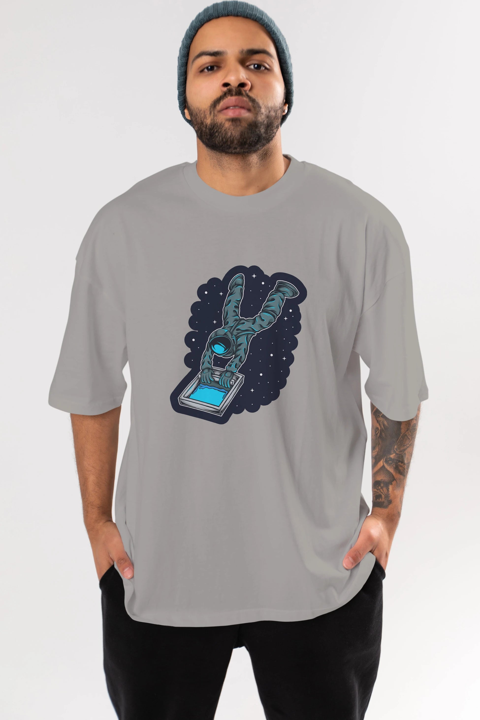 Astroscreen Sticker Ön Baskılı Oversize t-shirt Erkek Kadın Unisex