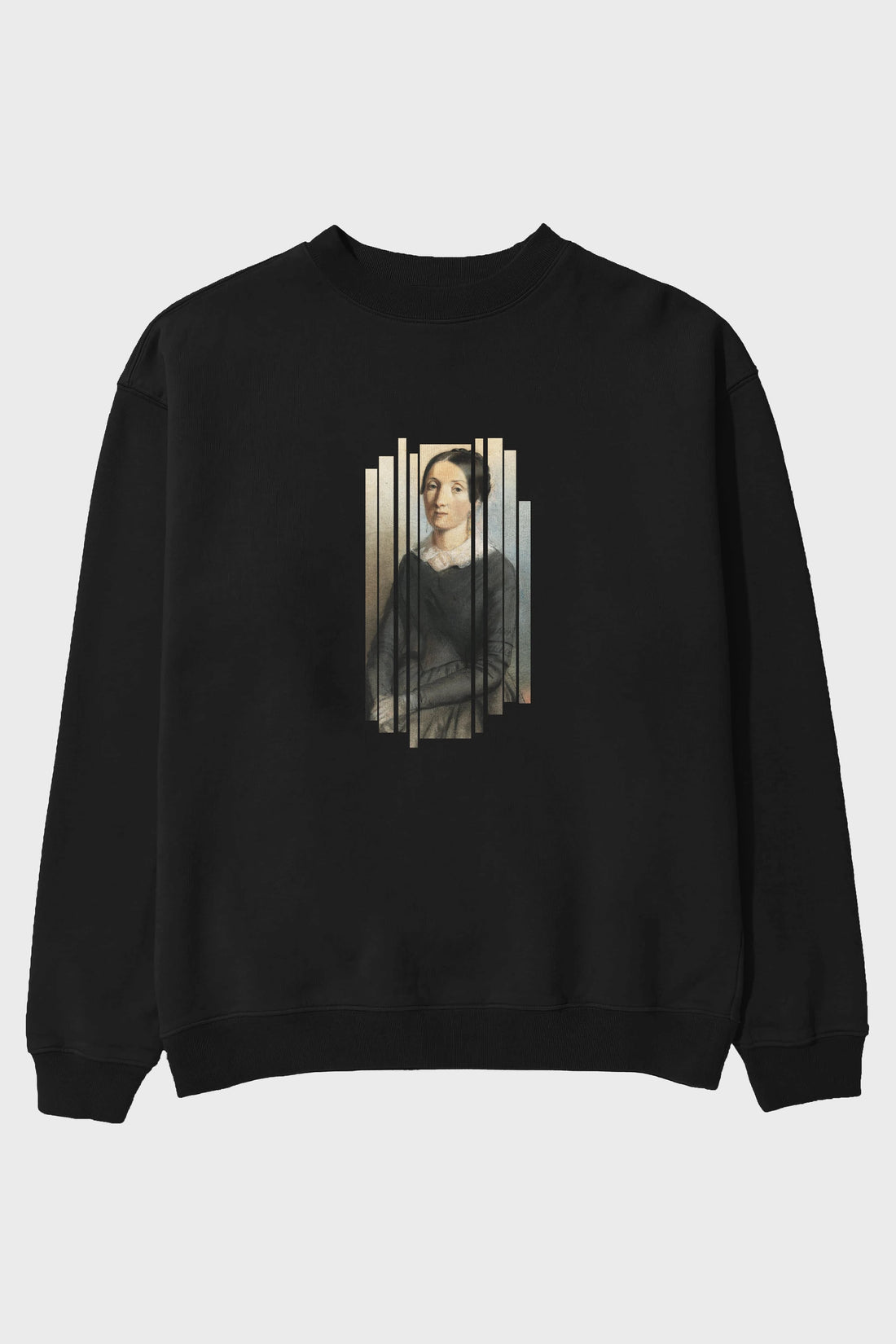 Retro Portre Ön Baskılı Oversize Sweatshirt Erkek Kadın Unisex