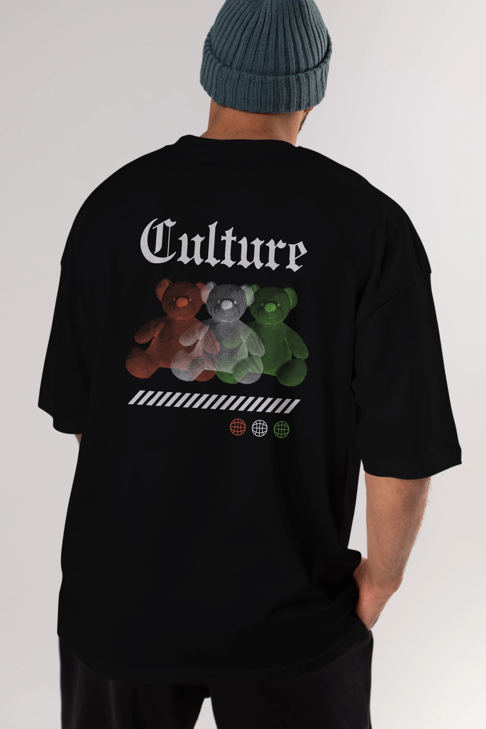 Culture Bear Arka Baskılı Oversize t-shirt Erkek Kadın Unisex