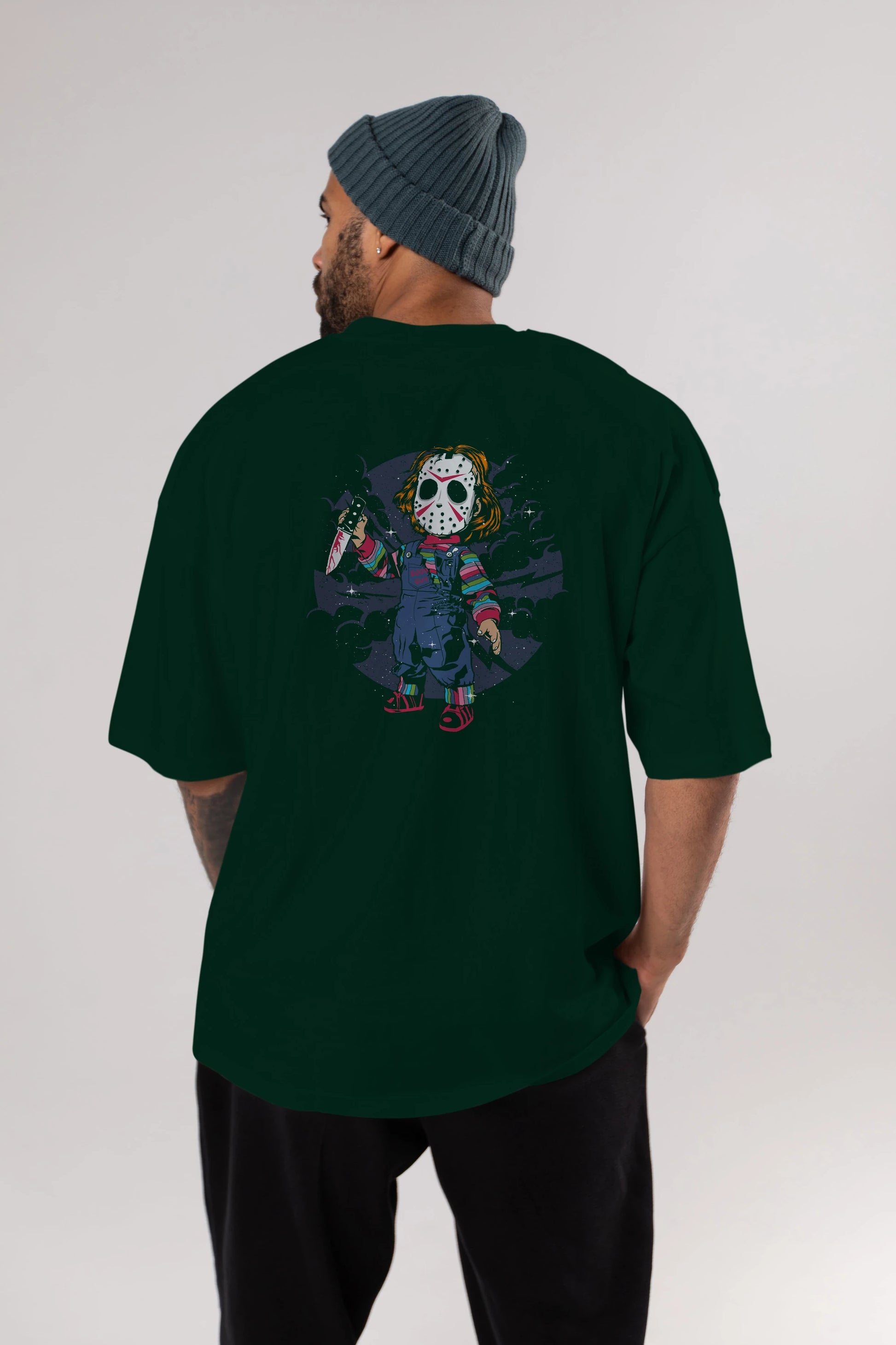 Chucky Arka Baskılı Oversize t-shirt Erkek Kadın Unisex %100 Pamuk