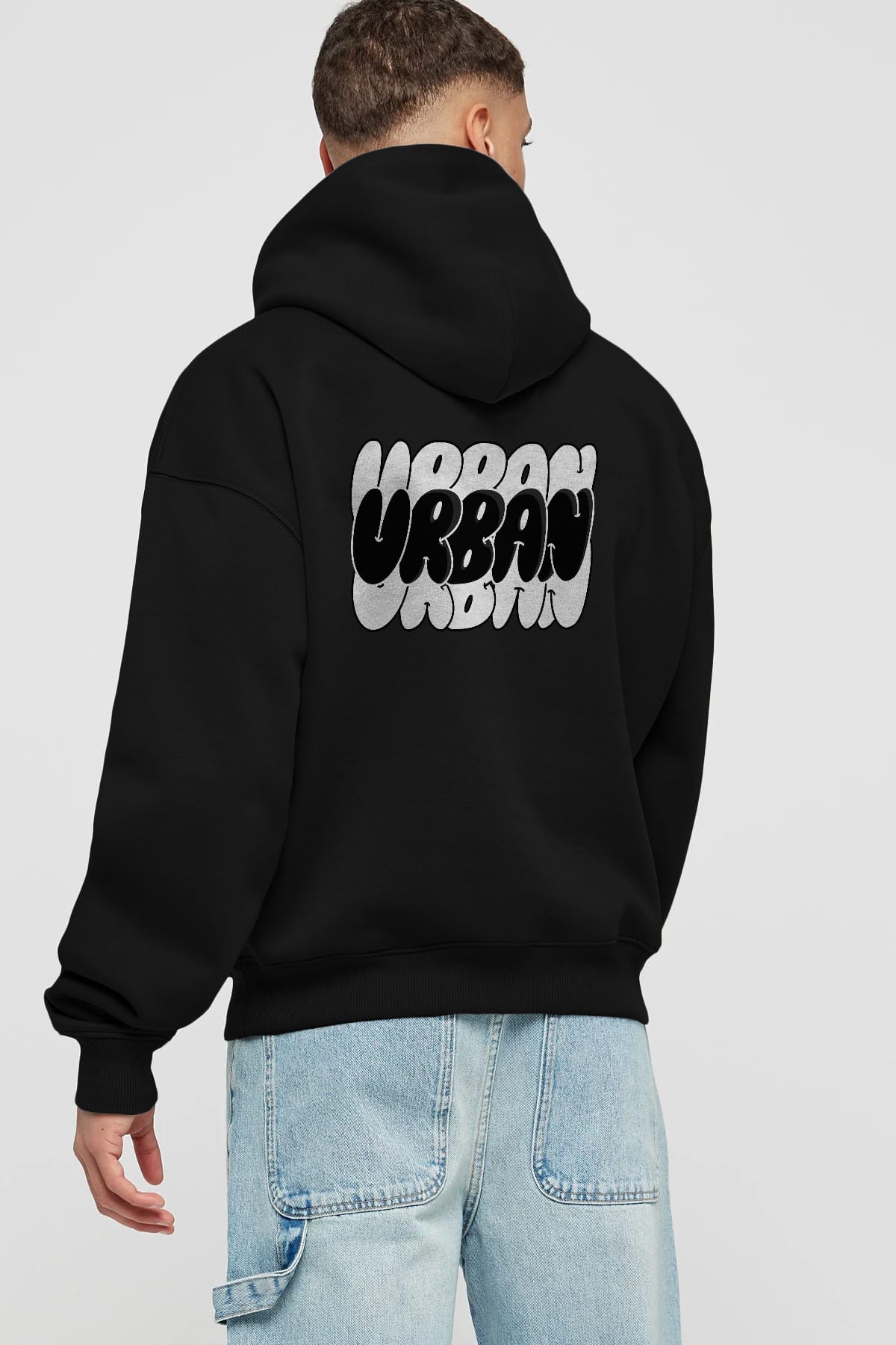 Urban Yazılı Arka Baskılı Oversize Hoodie Kapüşonlu Sweatshirt Erkek Kadın Unisex