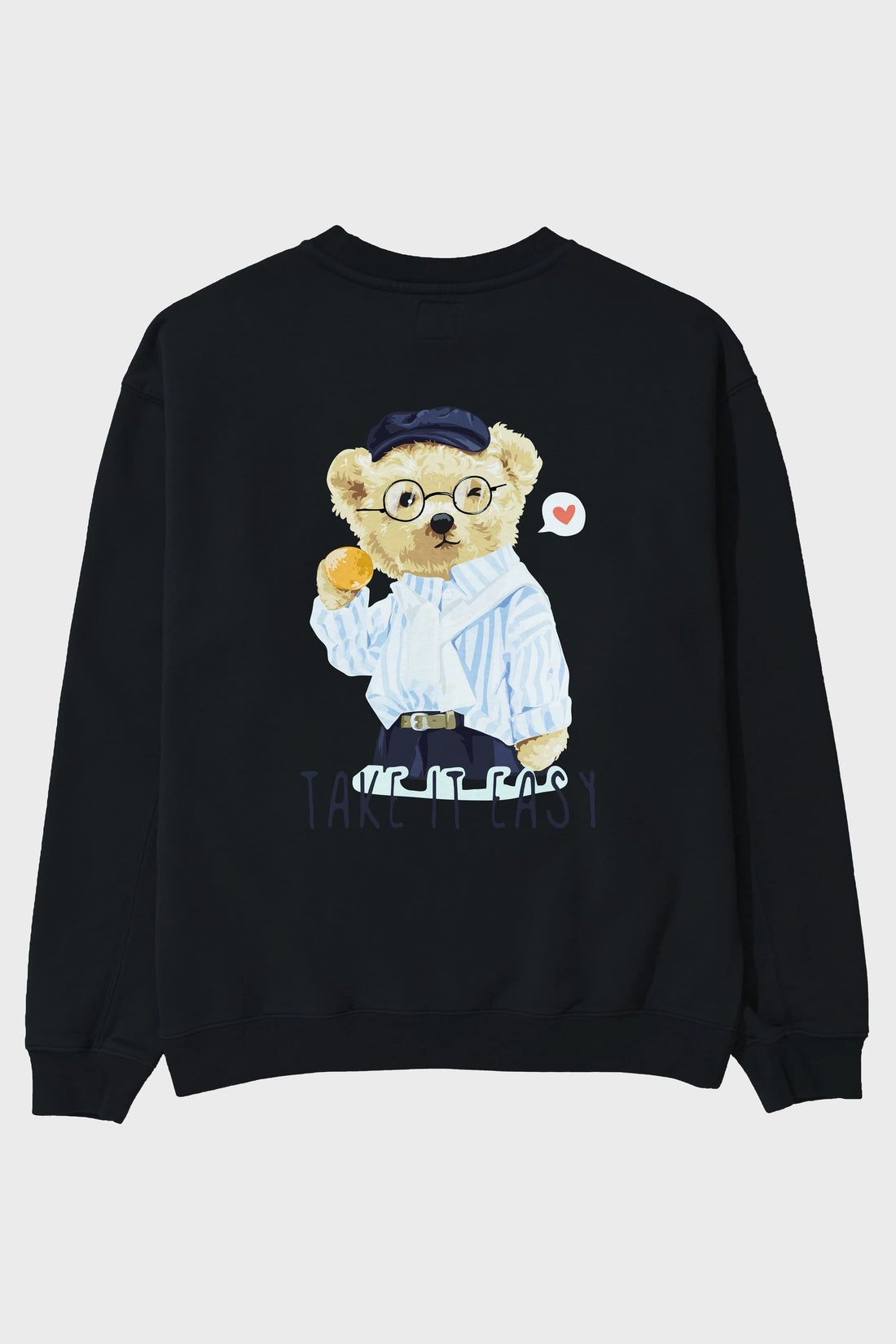 Teddy Bear Take it Easy Arka Baskılı Oversize Sweatshirt Erkek Kadın Unisex