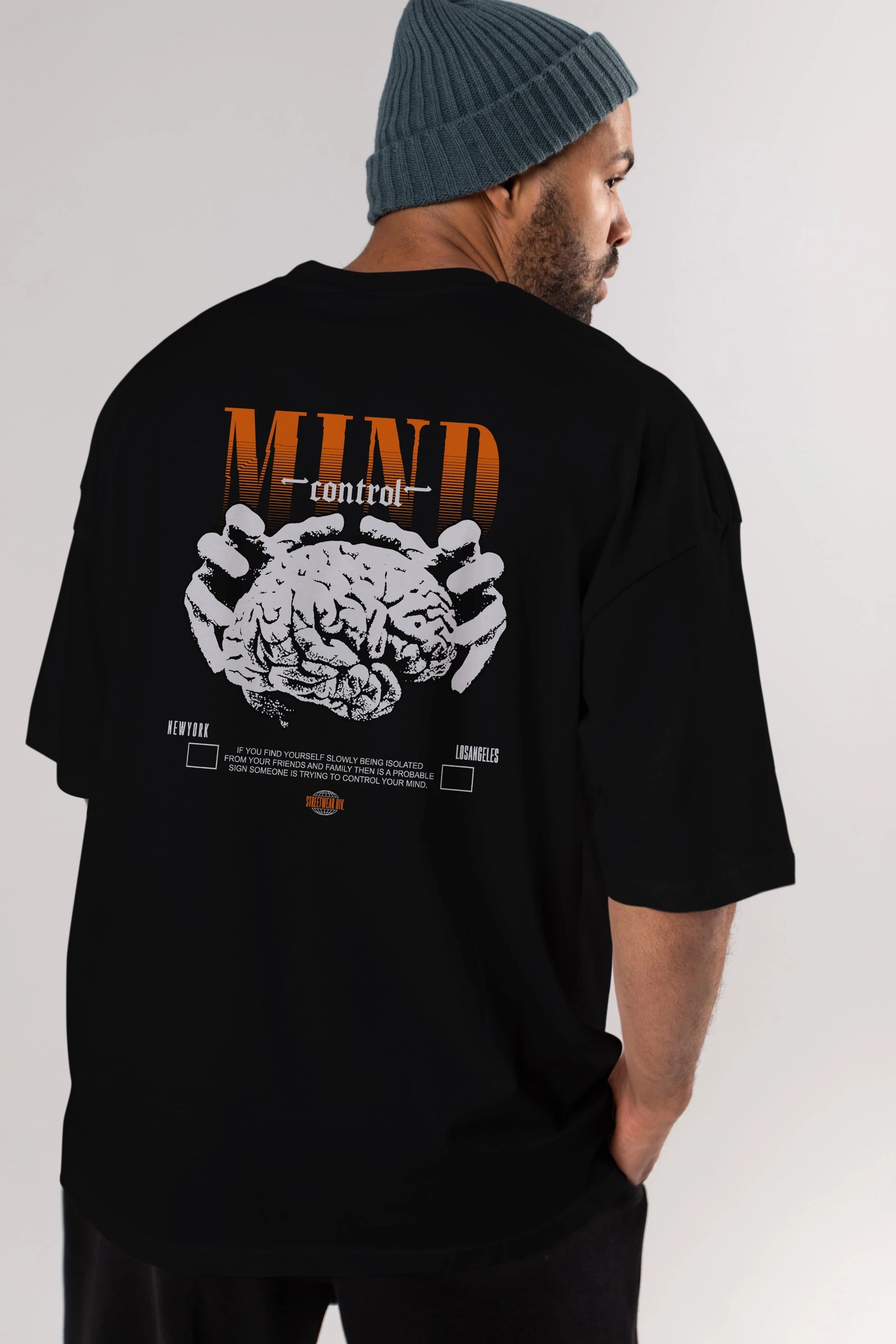 Mind Control Arka Baskılı Oversize t-shirt Erkek Kadın Unisex
