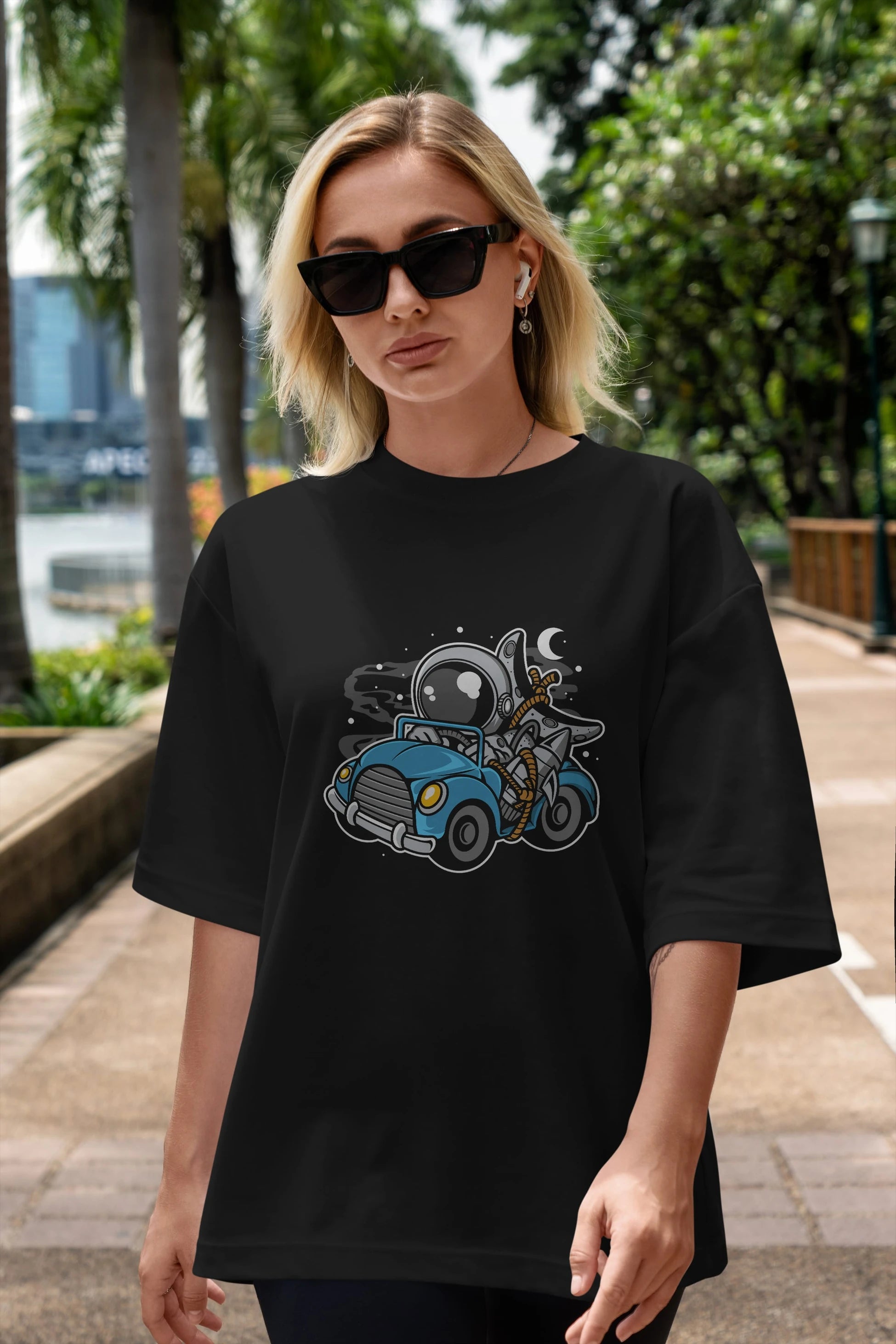 Astronaut Journey Ön Baskılı Oversize t-shirt Erkek Kadın Unisex