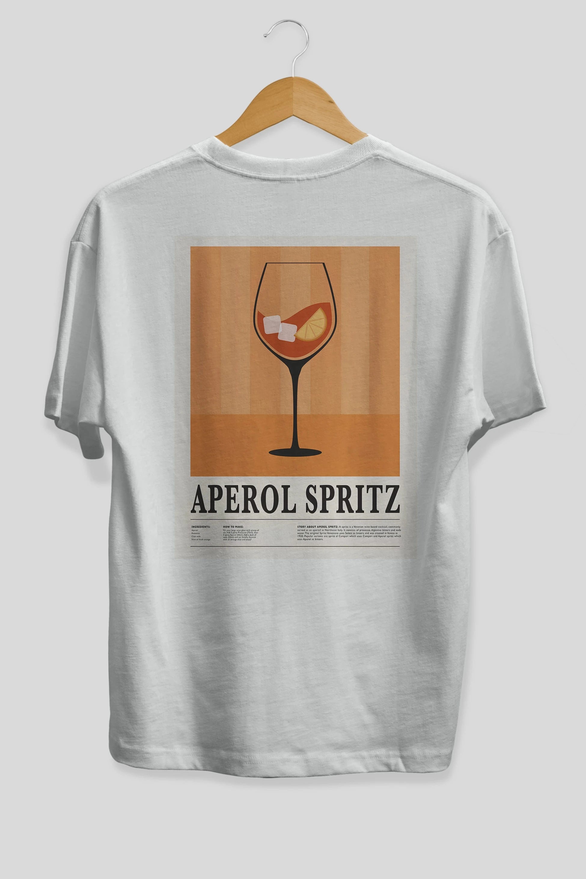 Aperol Spritz 8 Arka Baskılı Oversize t-shirt Erkek Kadın Unisex %100 Pamuk Bisiklet Yaka tişort