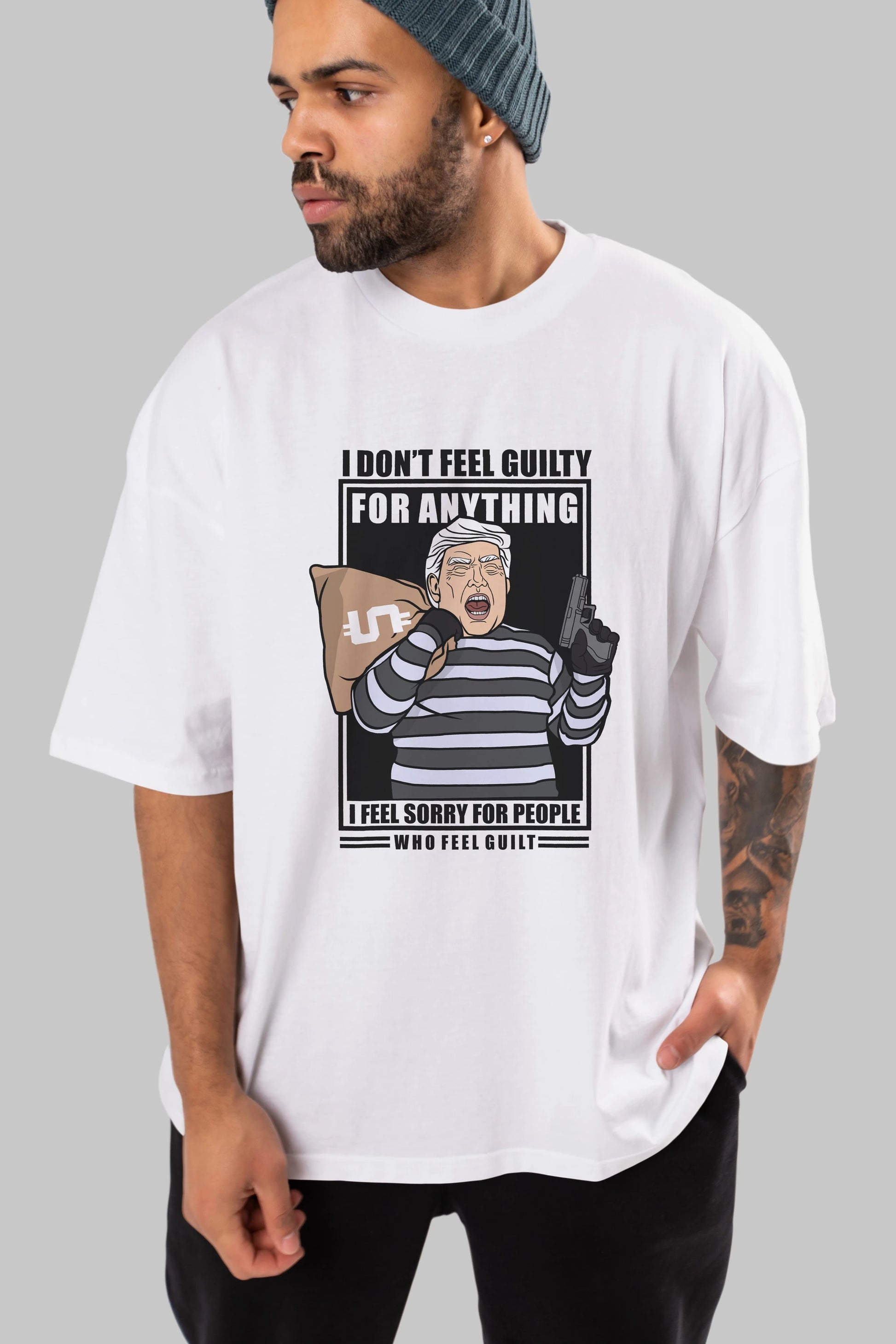 Criminal Trump Ön Baskılı Oversize t-shirt Erkek Kadın Unisex %100 Pamuk tişort