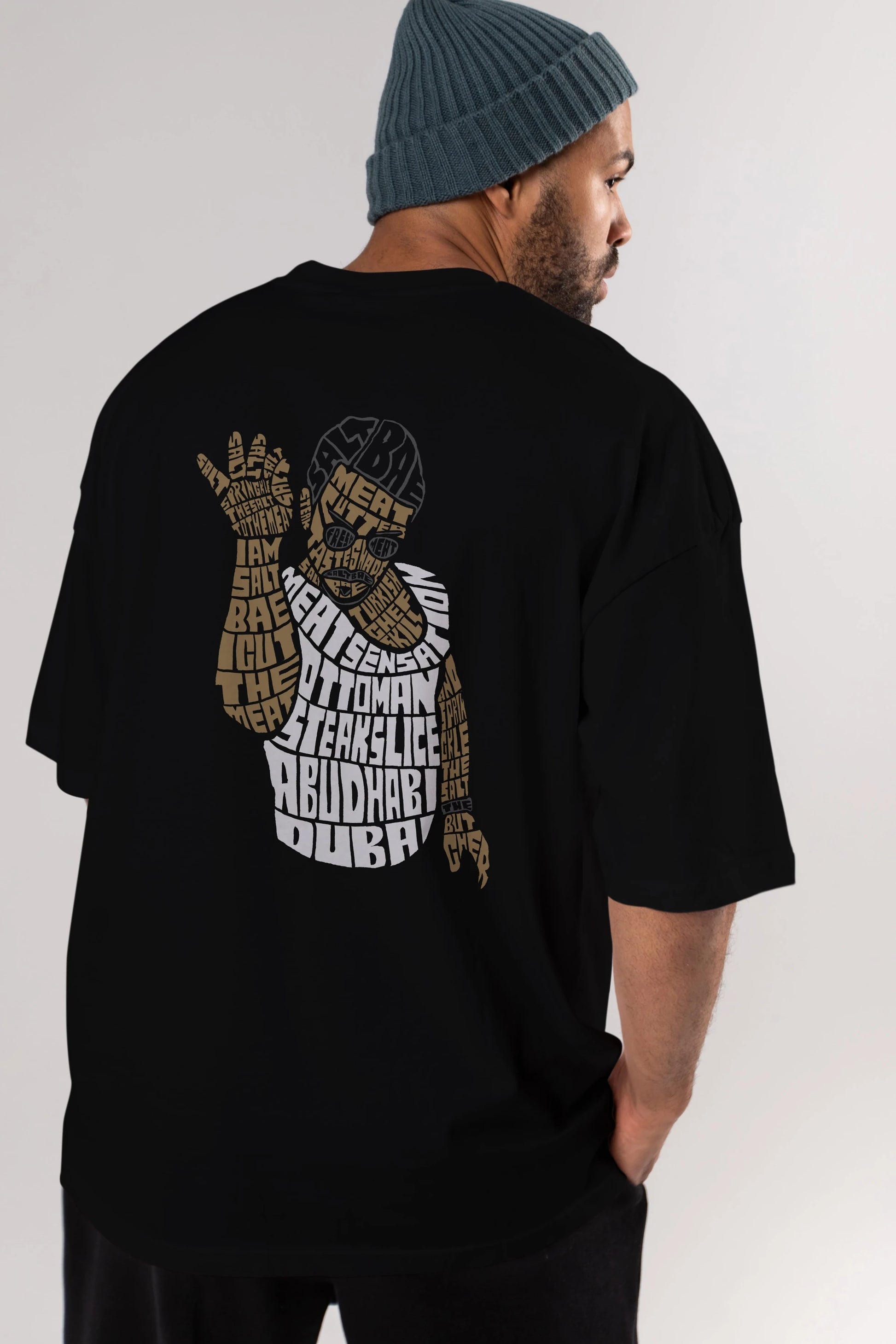 Salt Bae Arka Baskılı Oversize t-shirt %100 pamuk Erkek Kadın Unisex