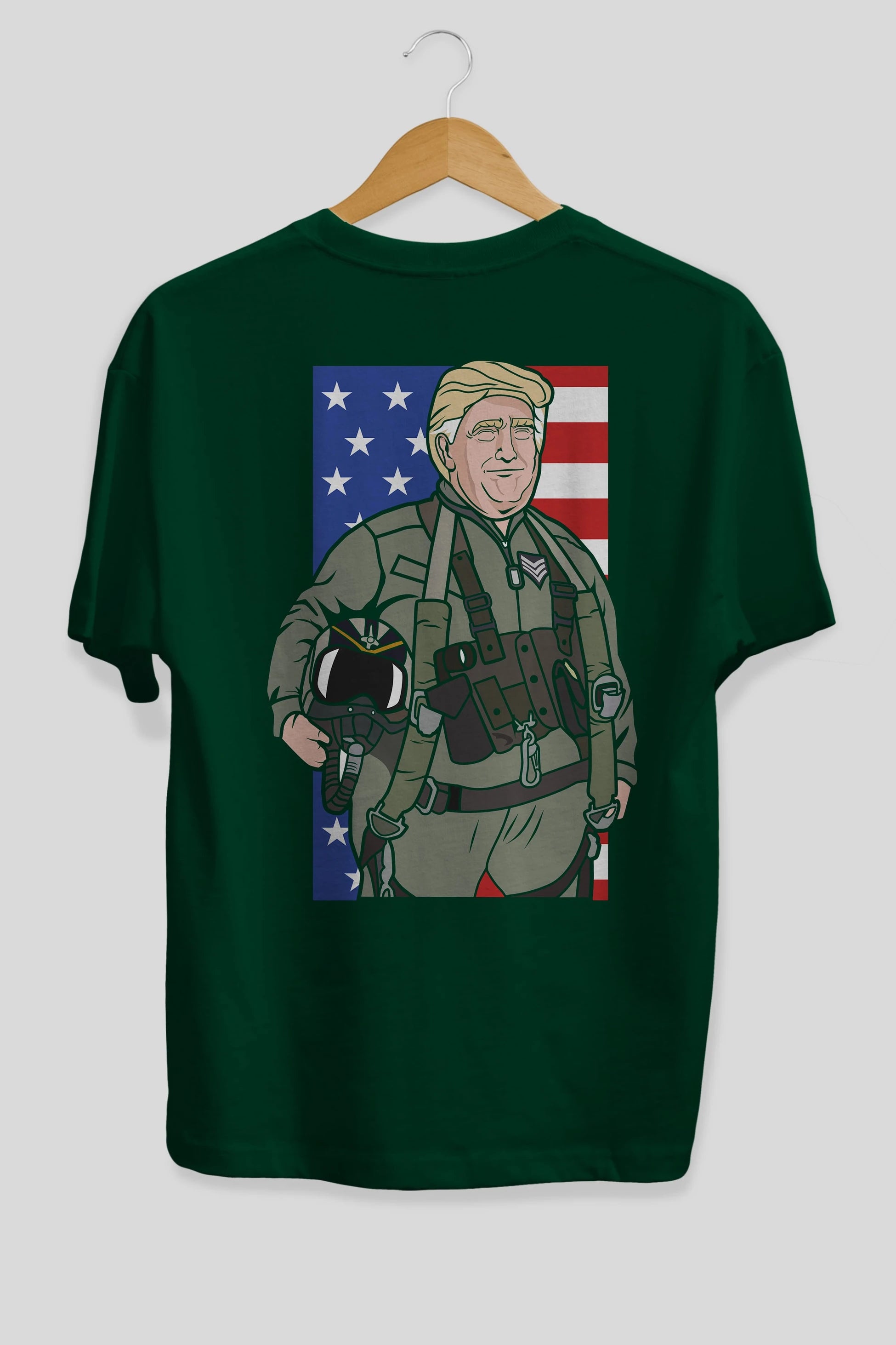 Trump Jetplane Pilot Arka Baskılı Oversize t-shirt Erkek Kadın Unisex %100 Pamuk tişort