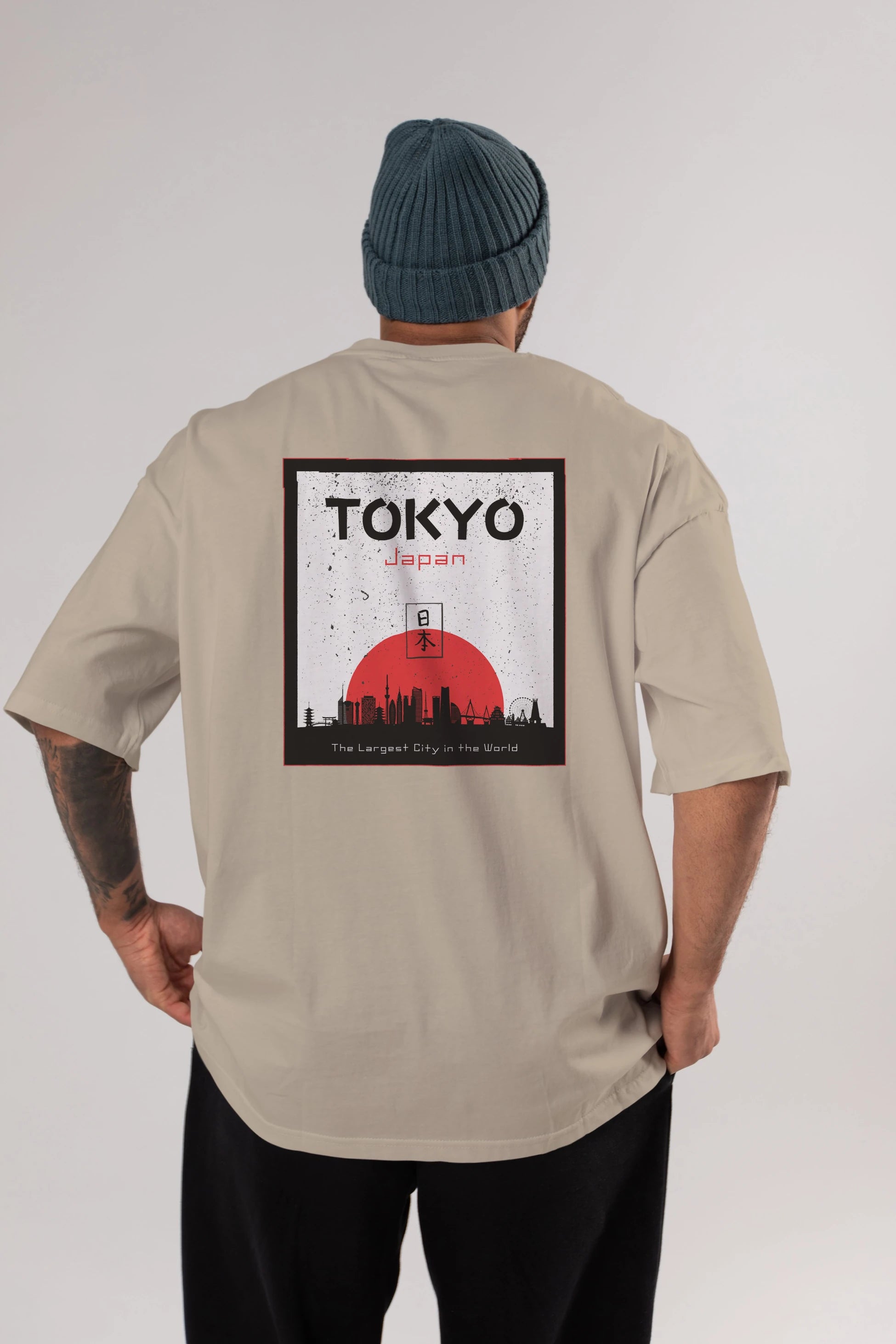 Tokyo Japan Yazılı Arka Baskılı Oversize t-shirt Erkek Kadın Unisex