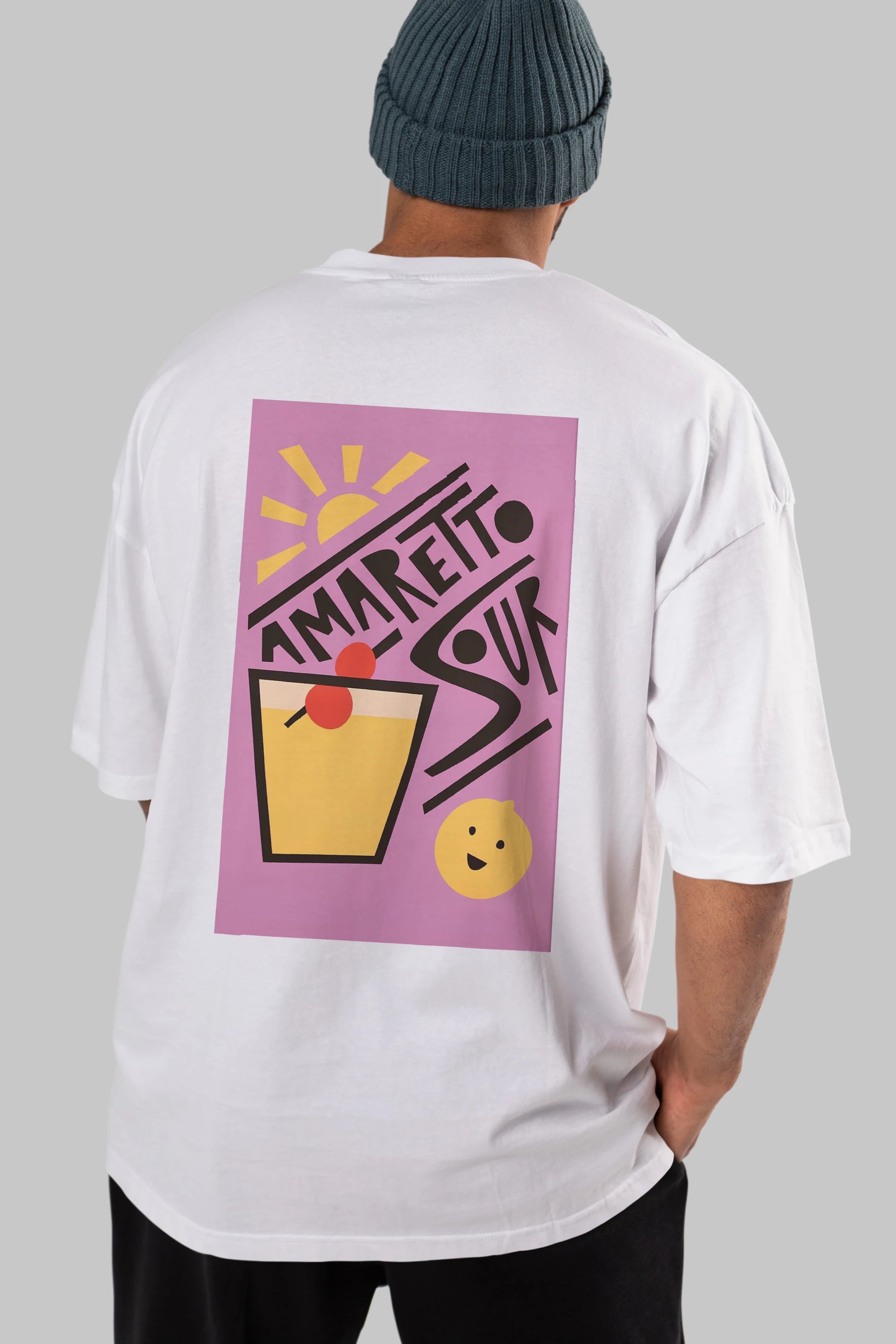 Amaretto Sour Arka Baskılı Oversize t-shirt Erkek Kadın Unisex %100 Pamuk Bisiklet Yaka tişort