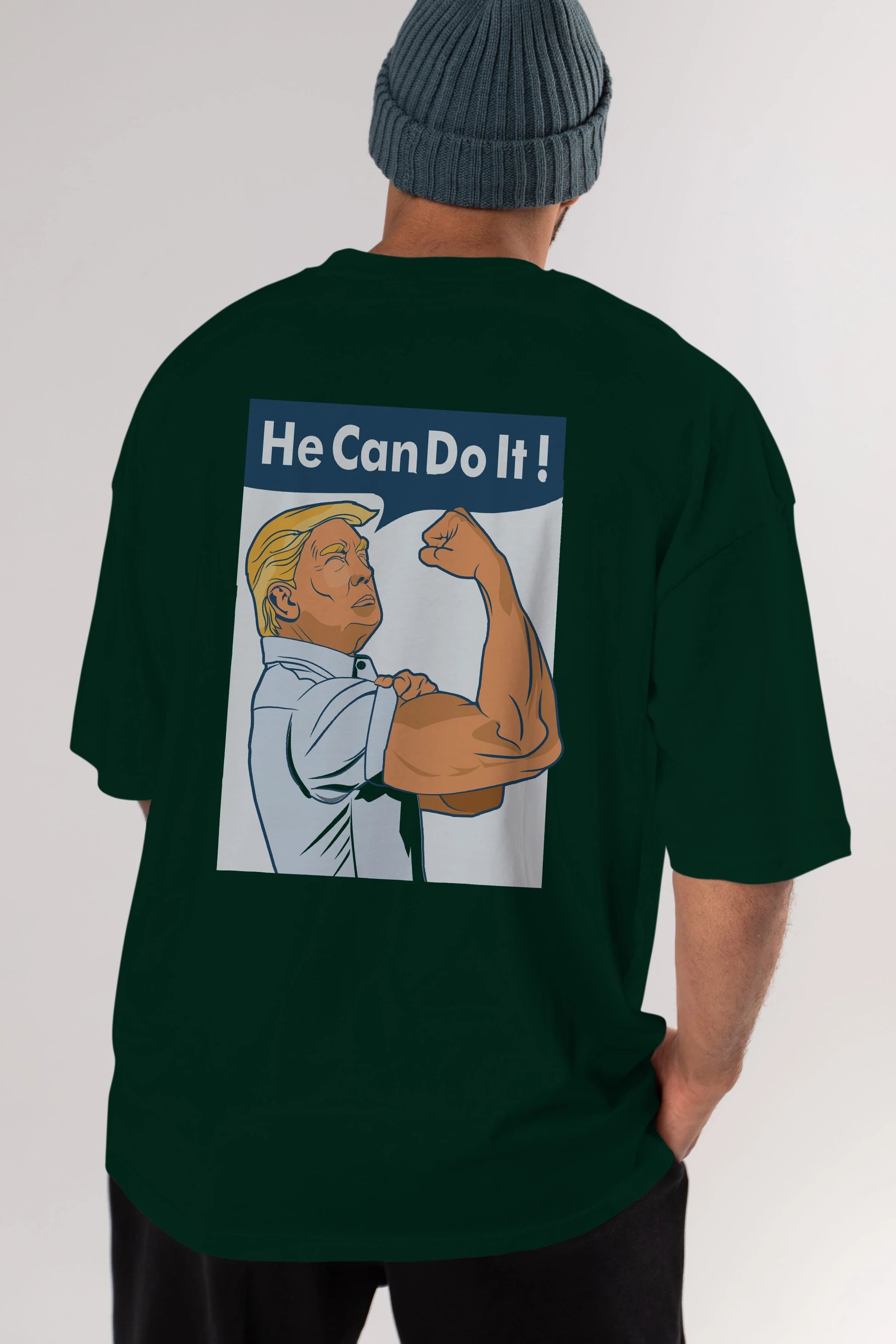 He Can Do It Trump Arka Baskılı Oversize t-shirt Erkek Kadın Unisex %100 Pamuk tişort