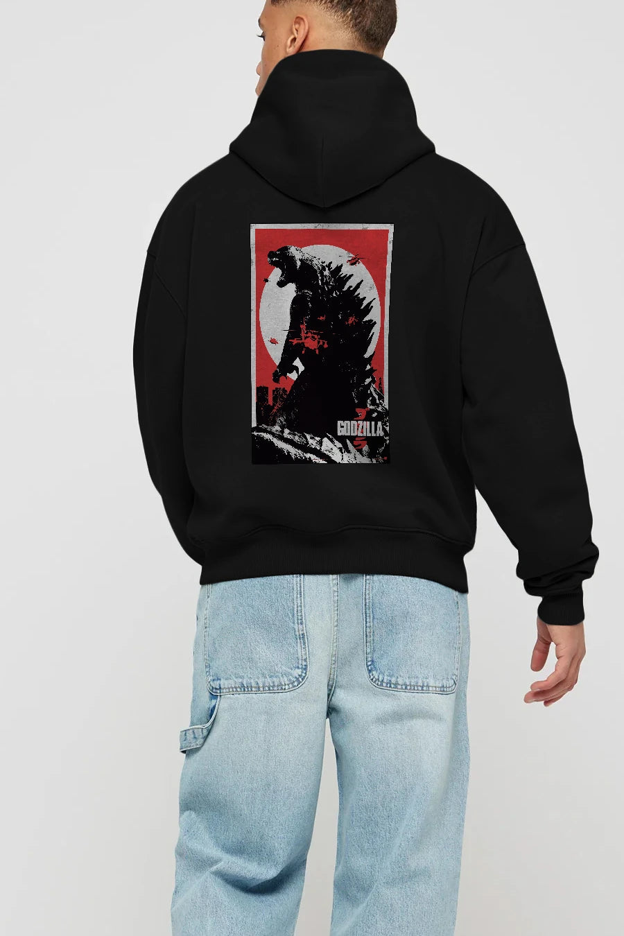 Godzilla (2) Arka Baskılı Hoodie Oversize Kapüşonlu Sweatshirt Erkek Kadın Unisex
