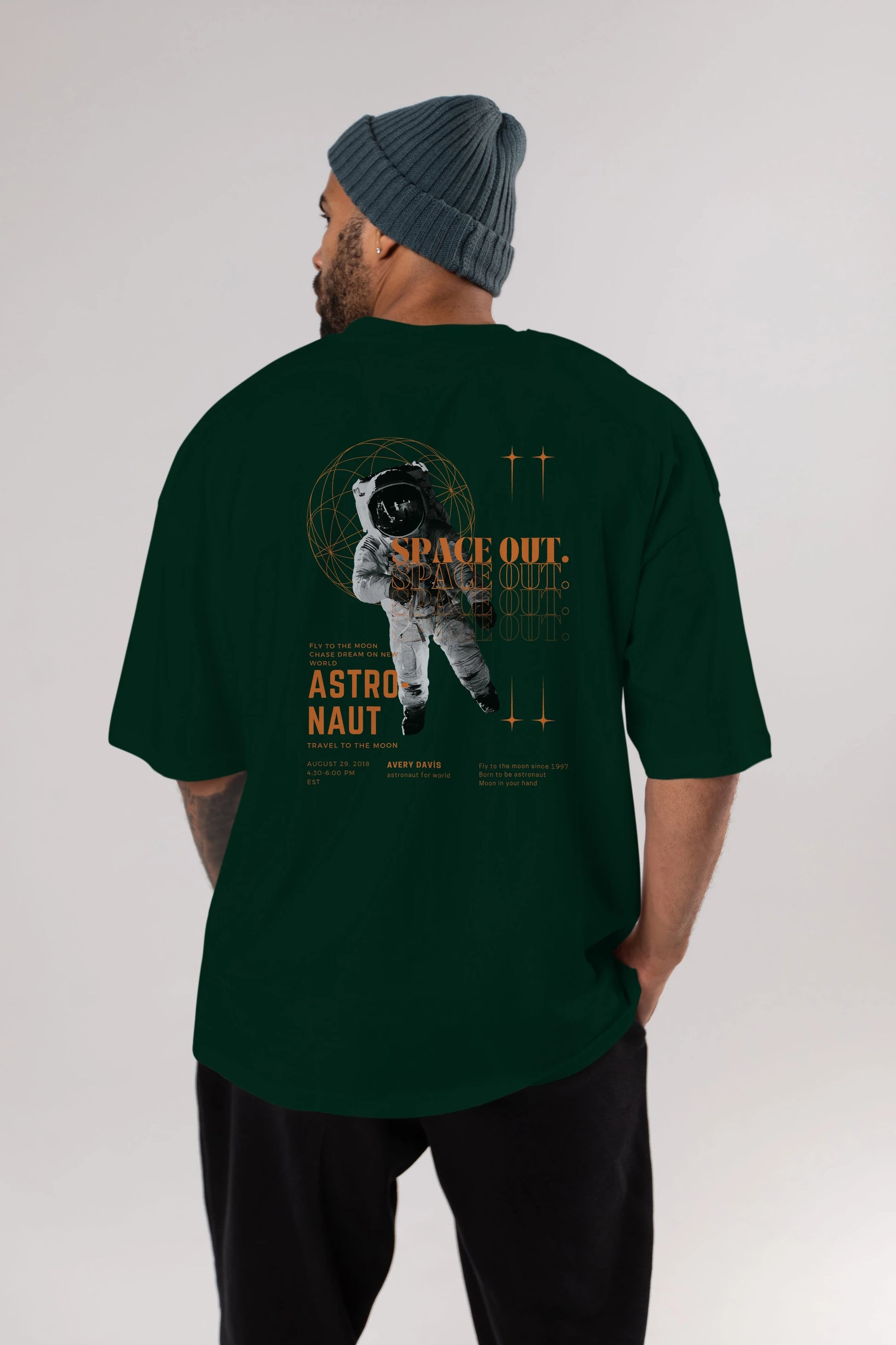 Astronaut Space Out Yazılı Arka Baskılı Oversize t-shirt Erkek Kadın Unisex
