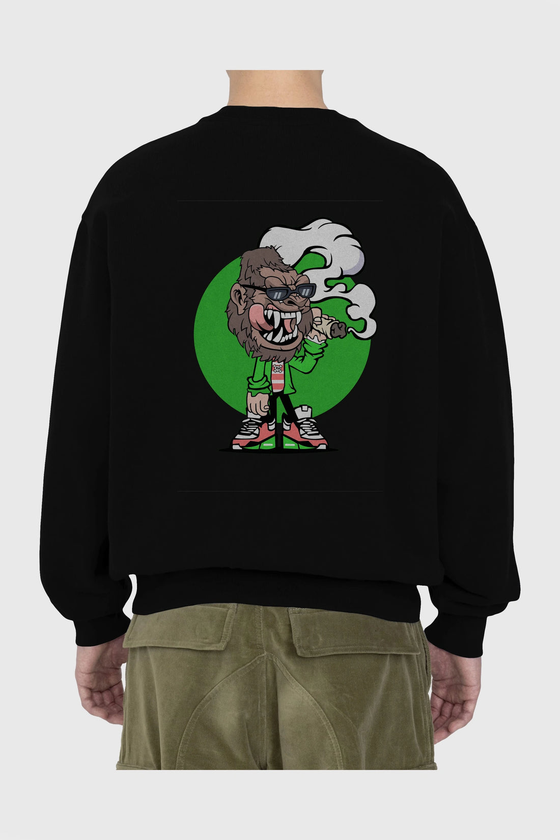 Gorilla Smoker Arka Baskılı Oversize Sweatshirt Erkek Kadın Unisex