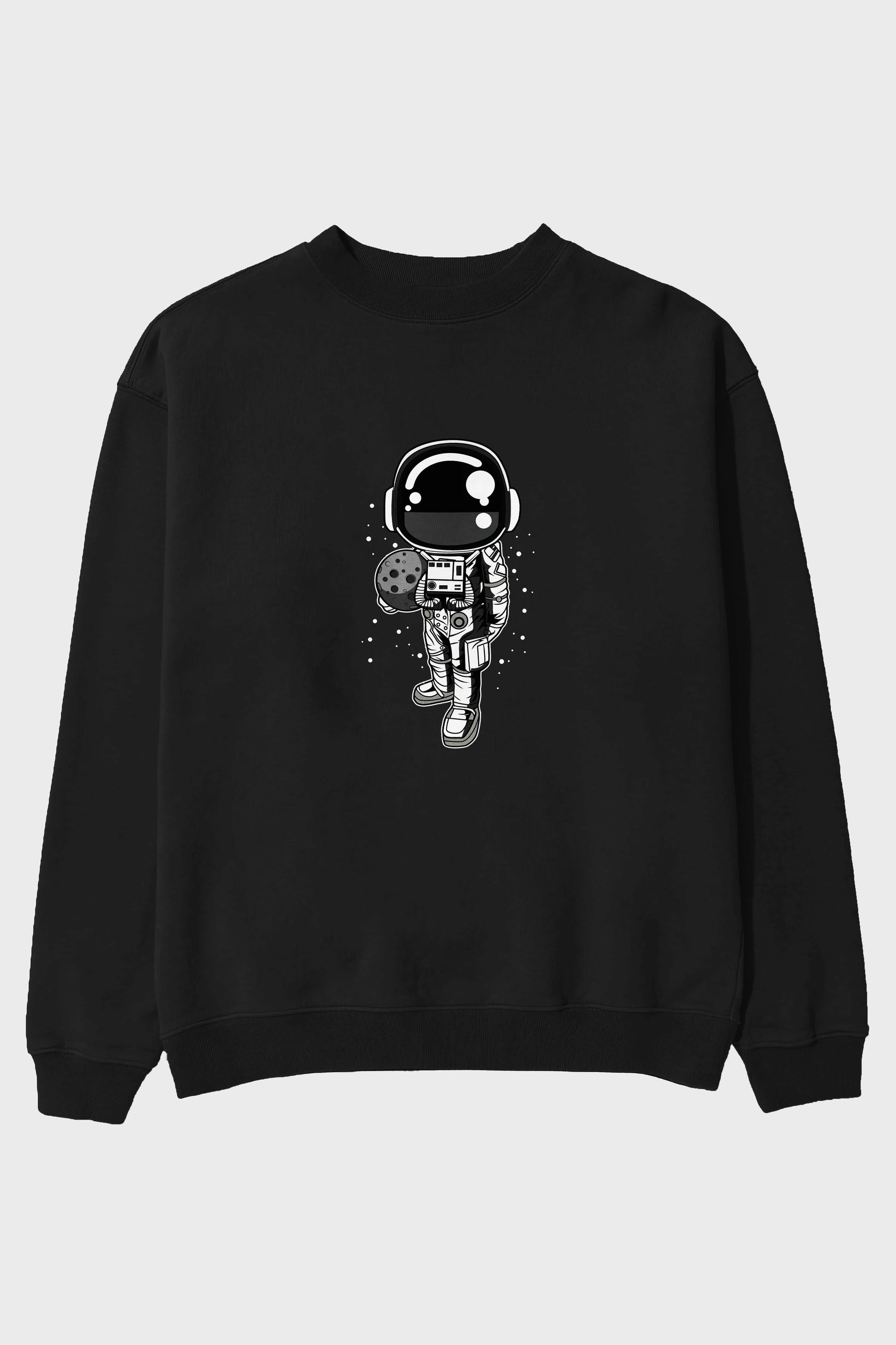 Astronaut Holding The Moon Ön Baskılı Oversize Sweatshirt Erkek Kadın Unisex