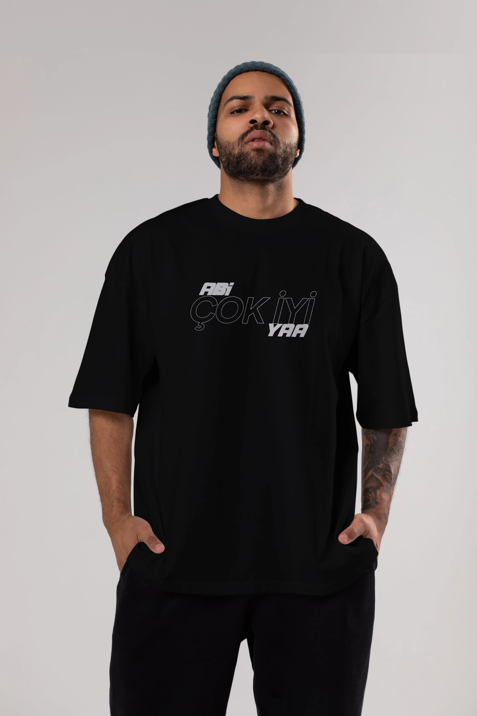 Abi Çok İyi Ya Ön Baskılı Oversize t-shirt %100 pamuk Erkek Kadın Unisex
