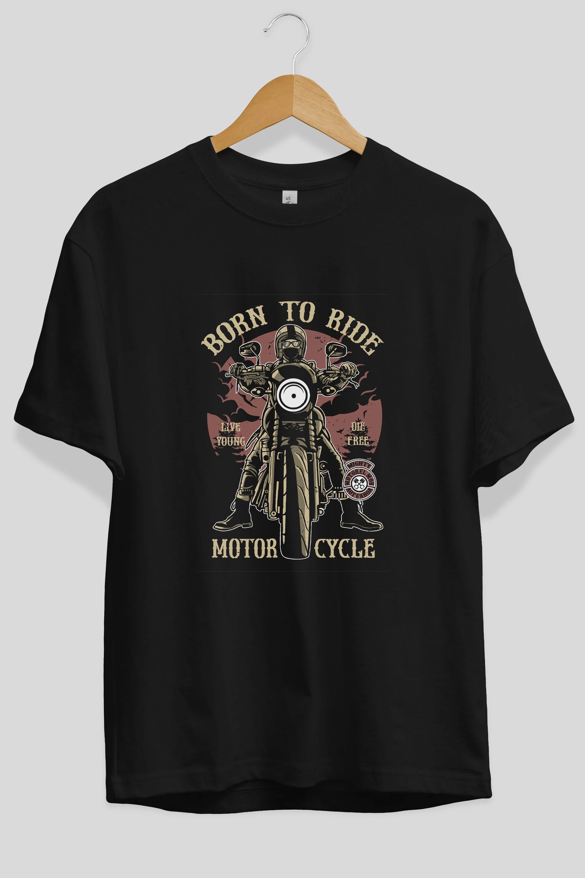 Born To Ride Ön Baskılı Oversize t-shirt Erkek Kadın Unisex %100 Pamuk tişort