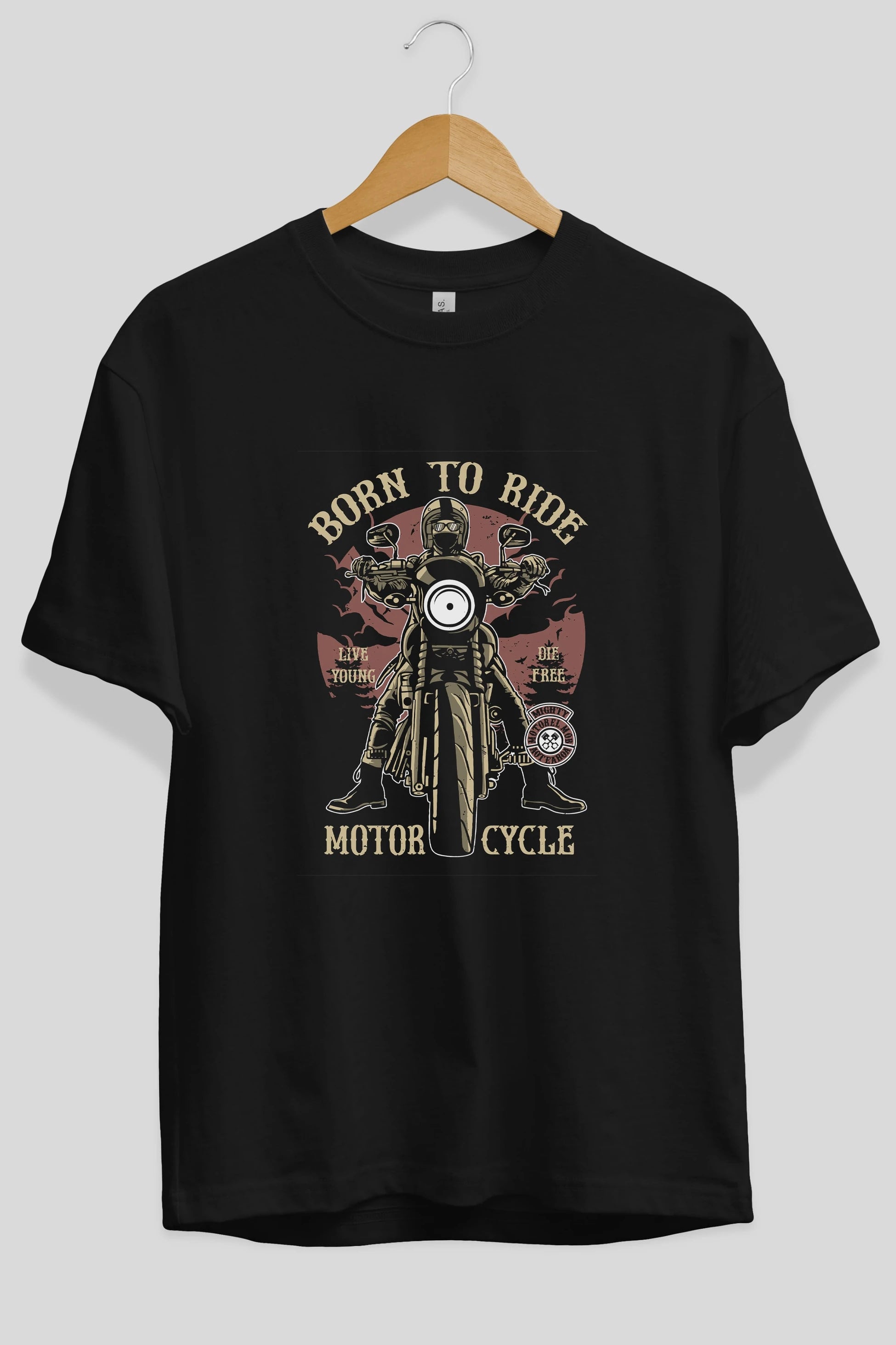 Born To Ride Ön Baskılı Oversize t-shirt Erkek Kadın Unisex %100 Pamuk tişort